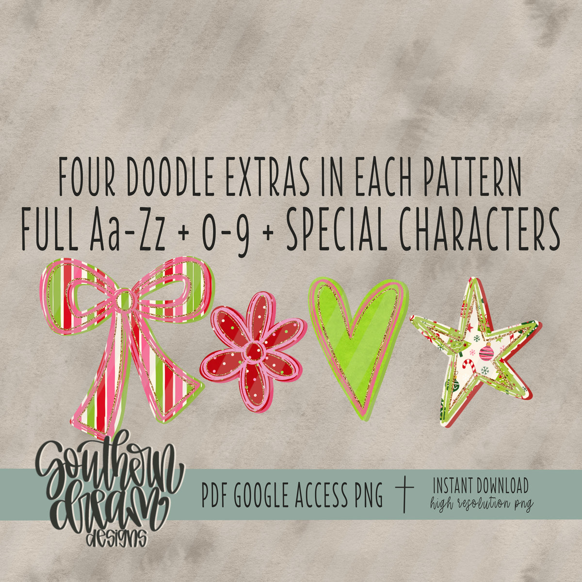 Colorful Christmas Alpha (6 Sets Aa-Zz, 0-9, Special Characters)