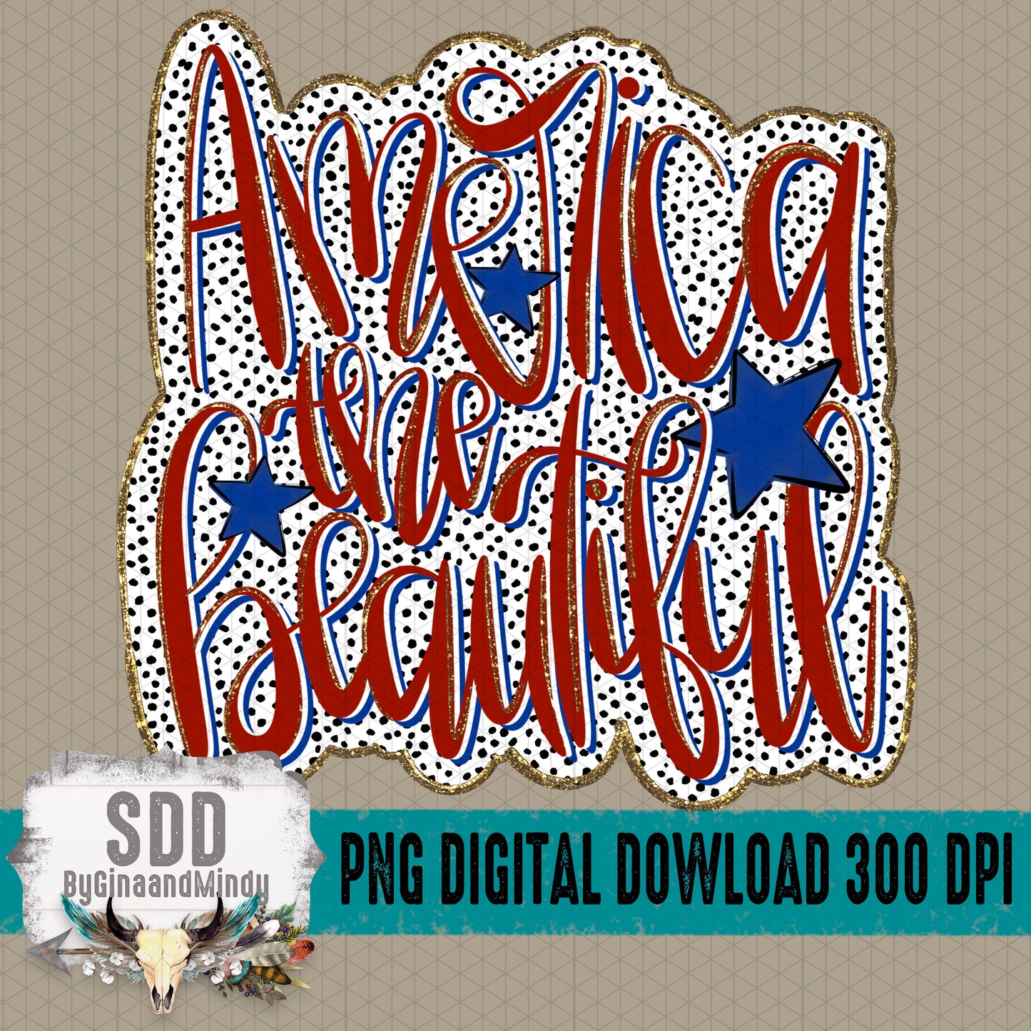 America the Beautiful Script Doodle