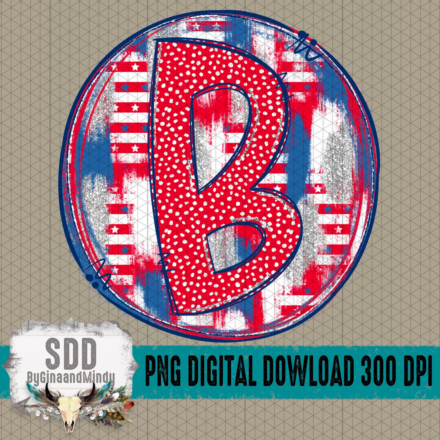 Patriotic Brush Strokes Circle DIY/Personalize; B
