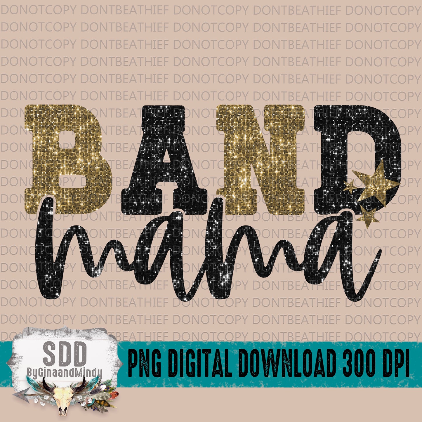 Band Mama Bundle With Stars; Black & Dark Gold
