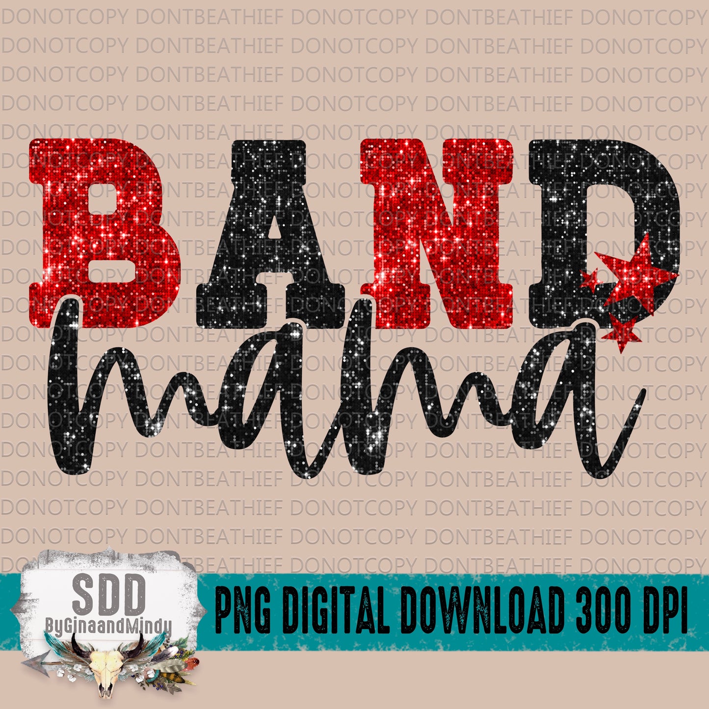 Band Mama Bundle With Stars; Black & Red
