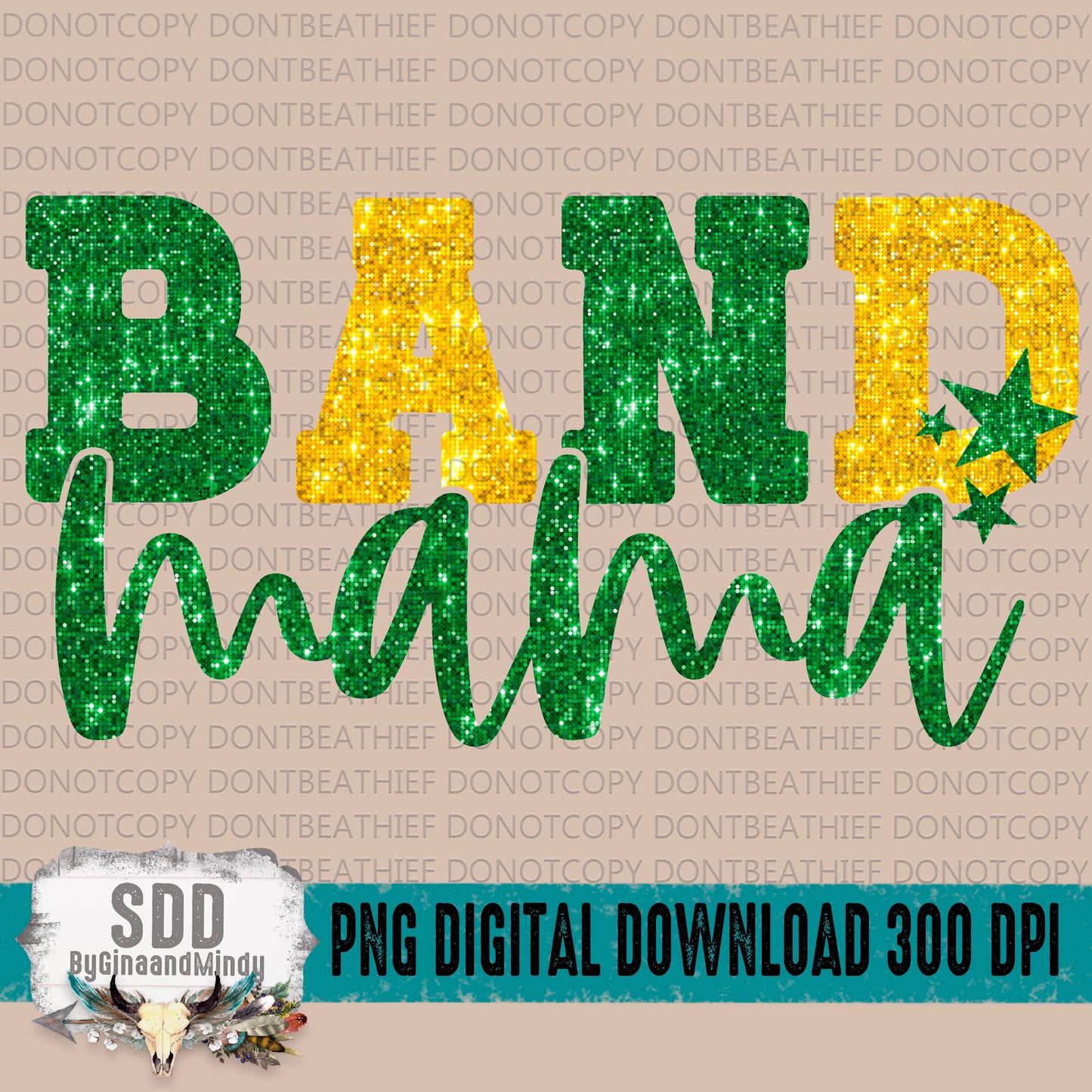 Band Mama Bundle With Stars; Green & Yellow Gold