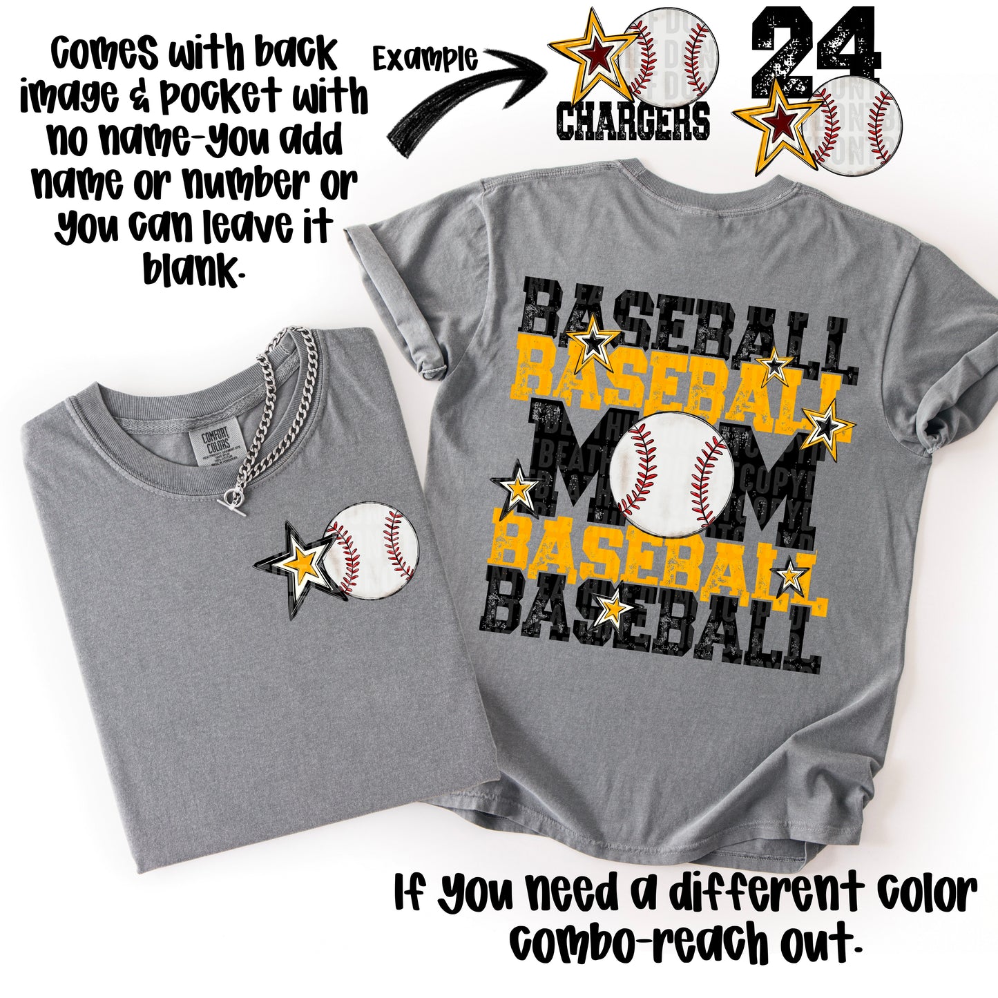 Baseball Mom; Black & Yellow Gold