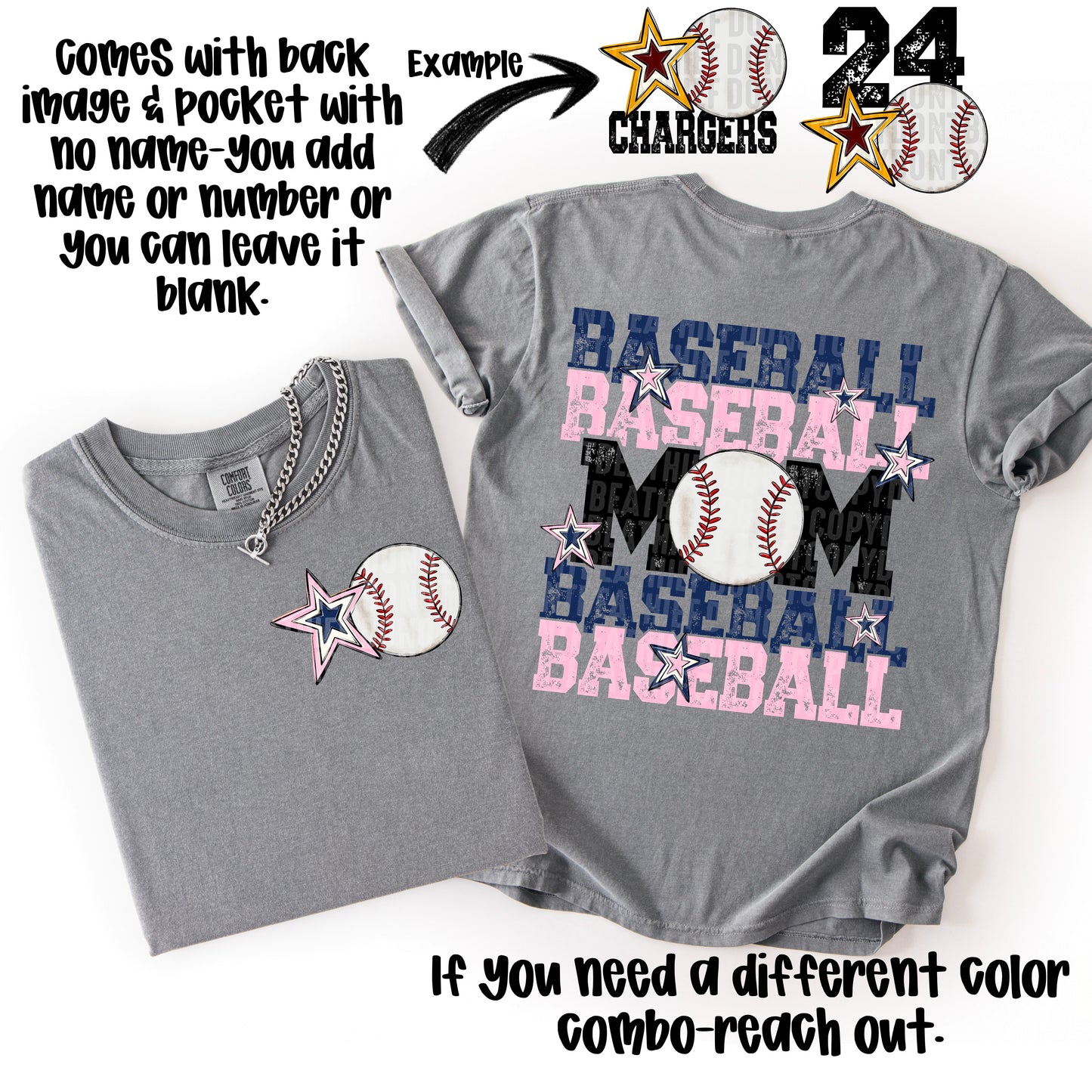 Baseball Mom; Navy Blue & Pink