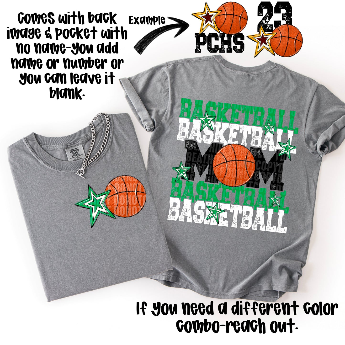 Basketball Mom; Green & White