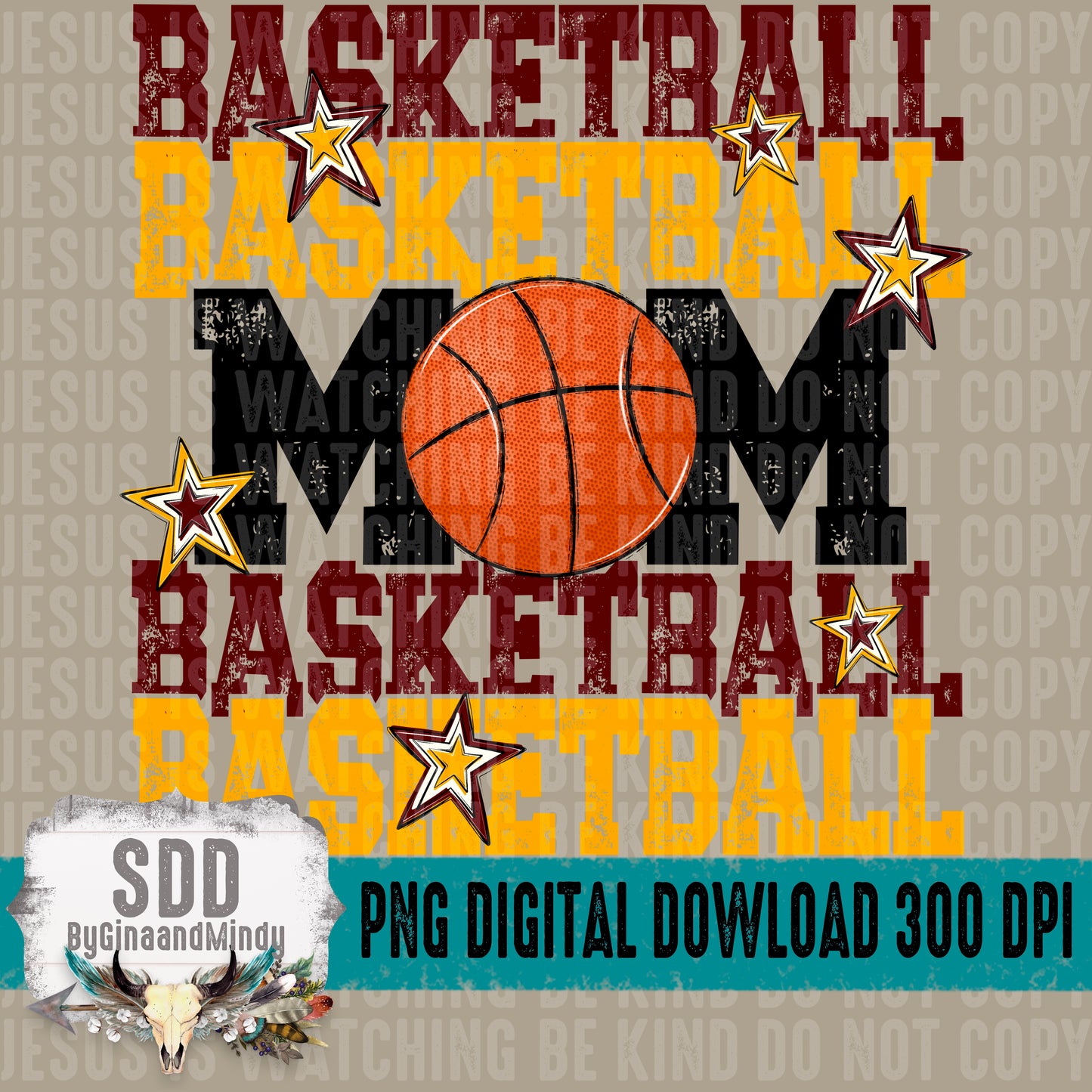 Basketball Mom; Maroon & Yellow Gold