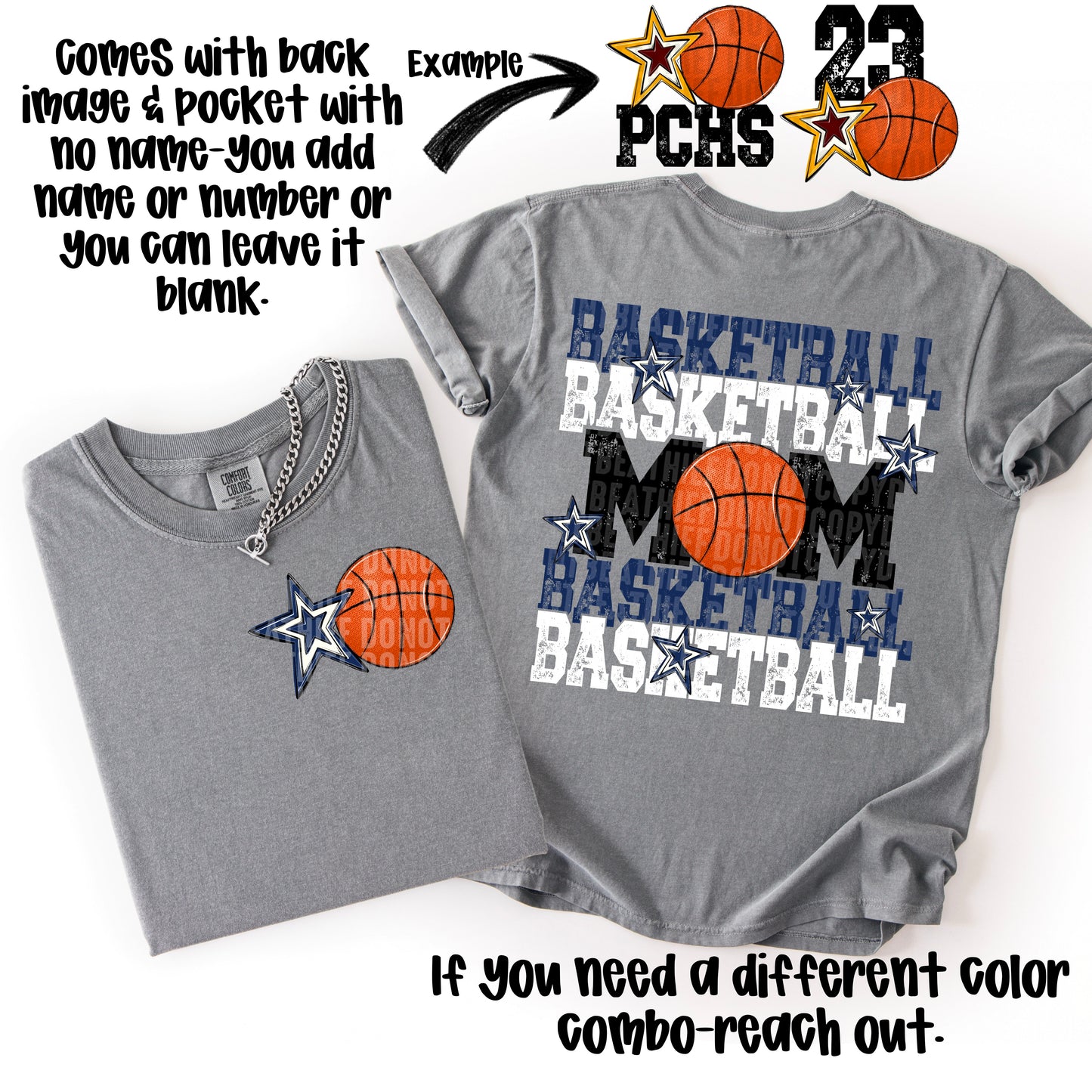 Basketball Mom; Navy Blue & White