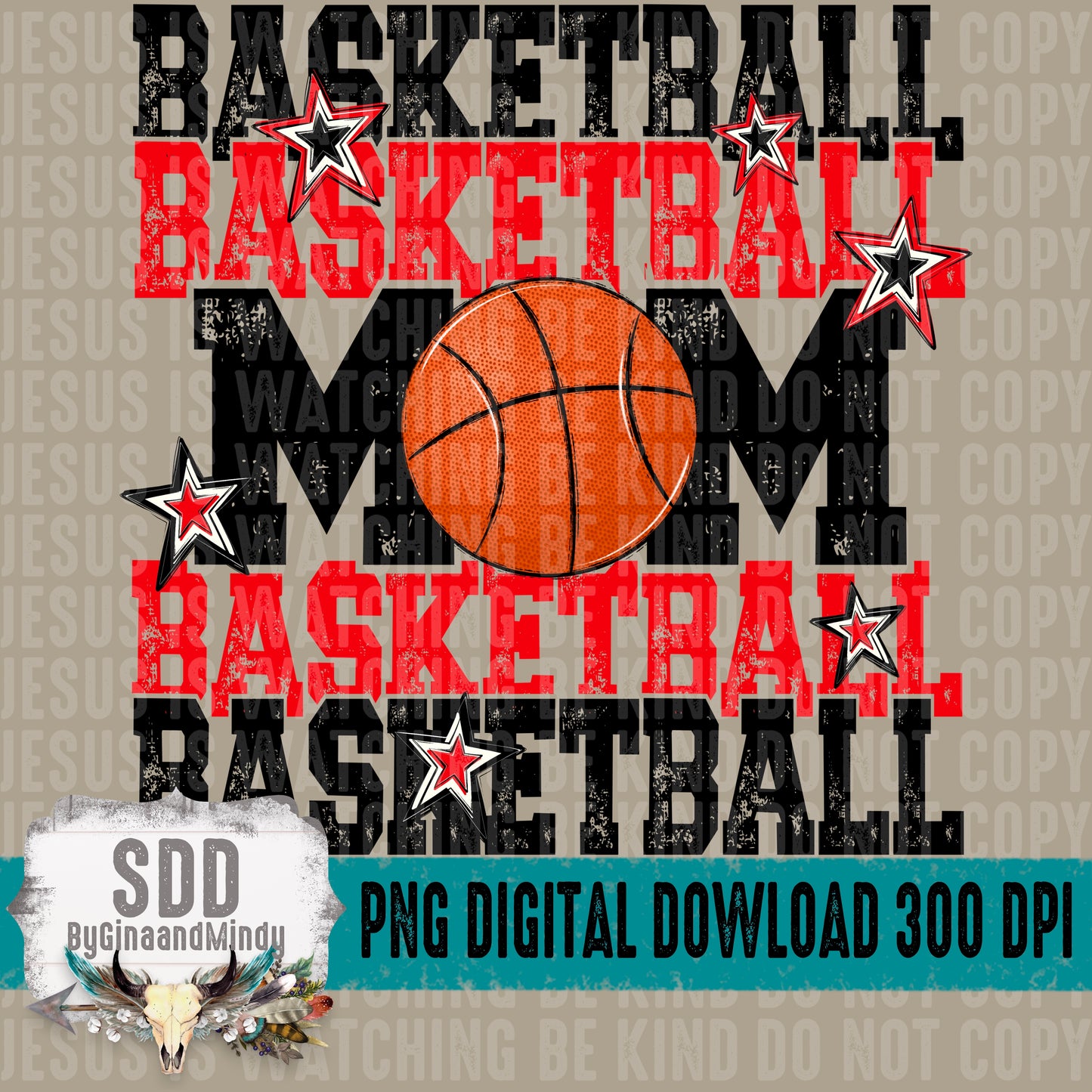 Basketball Mom; Red & Black