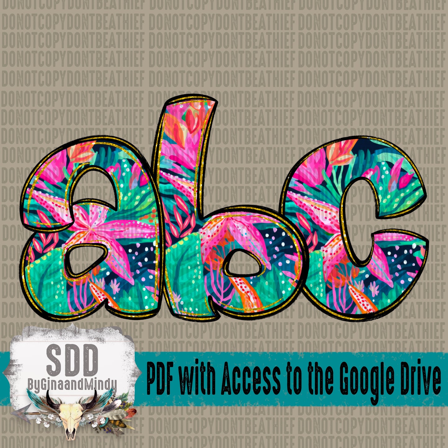 Beachy Summer Floral Doodle Alpha Set (1 Set Uppercase & Lowercase, 0-9, + Special Characters)