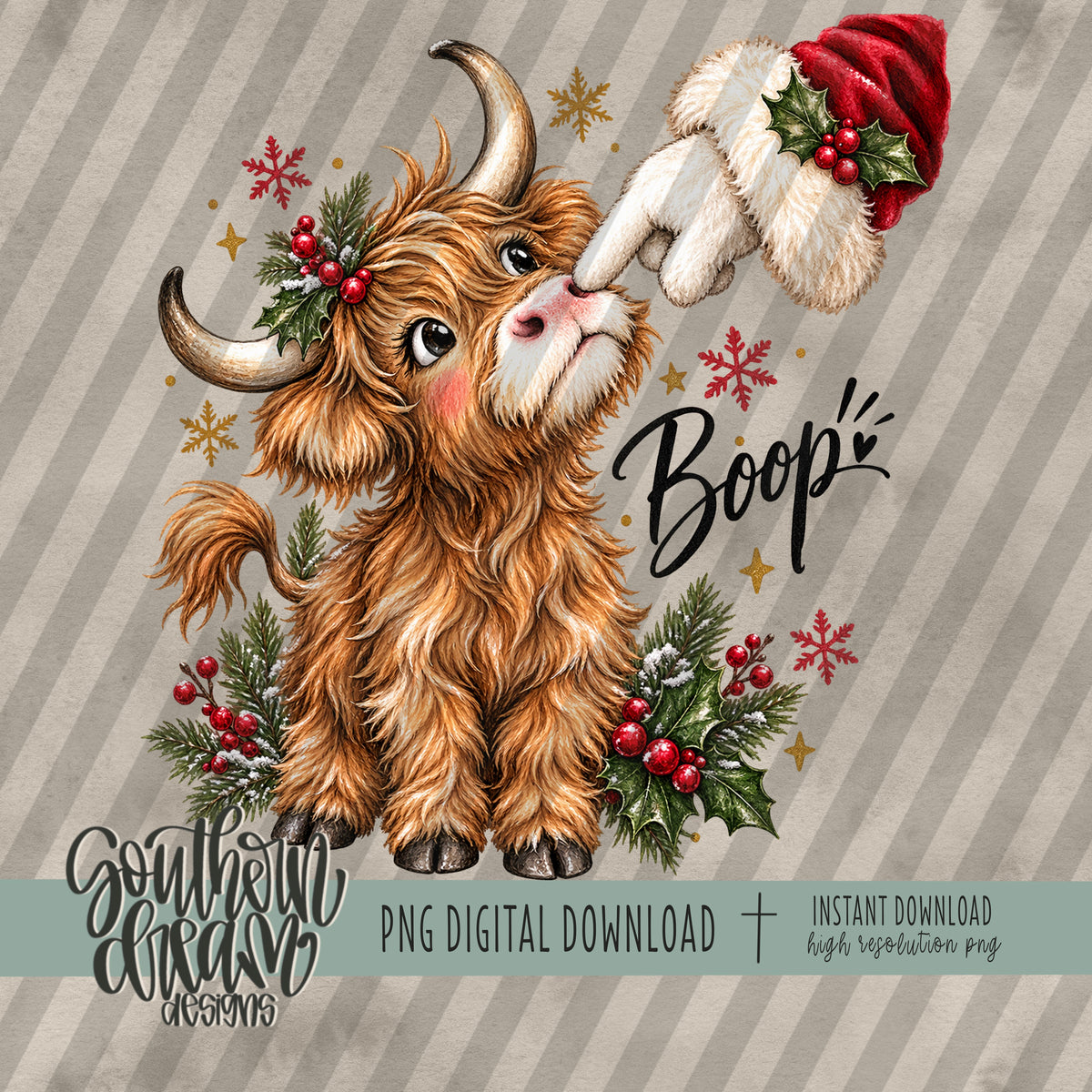 Highland Cow Christmas Boop