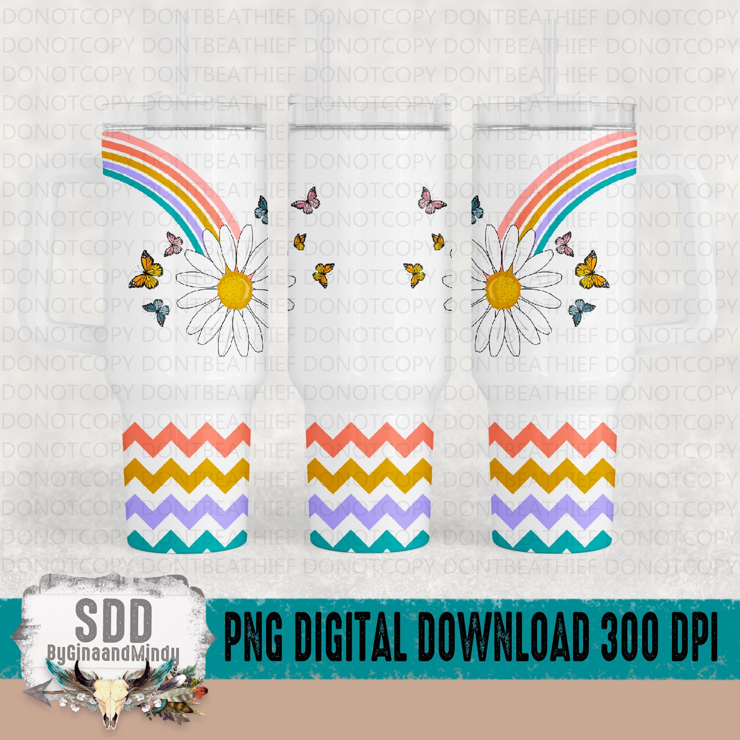 Butterfly Rainbow 40 oz Tumbler Digital Design