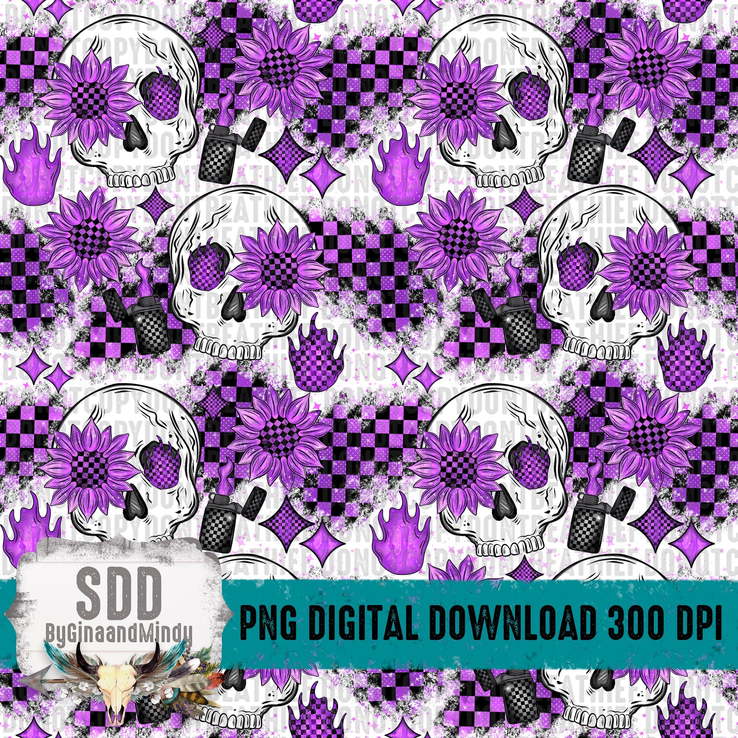 Checkered Skellie Sunflower Seamless Bundle