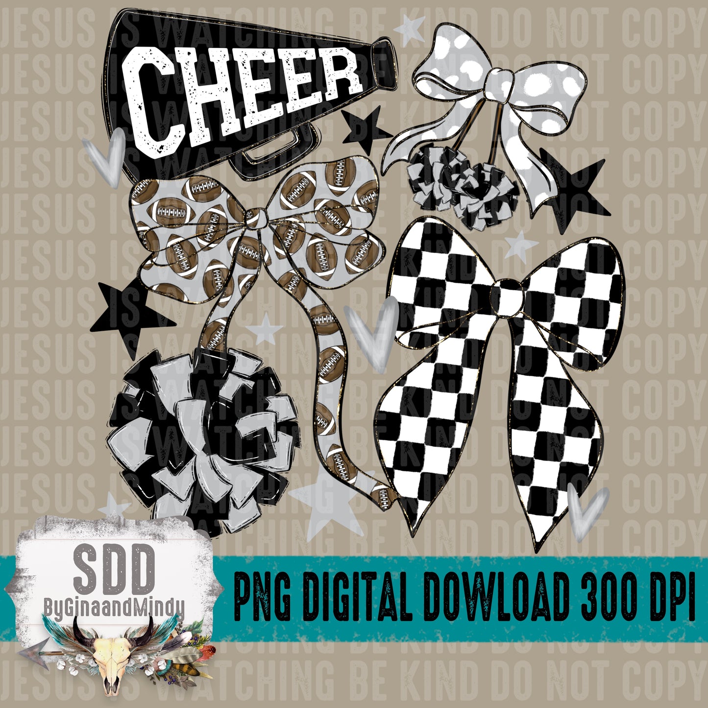 Cheer Bows; Black & Silver