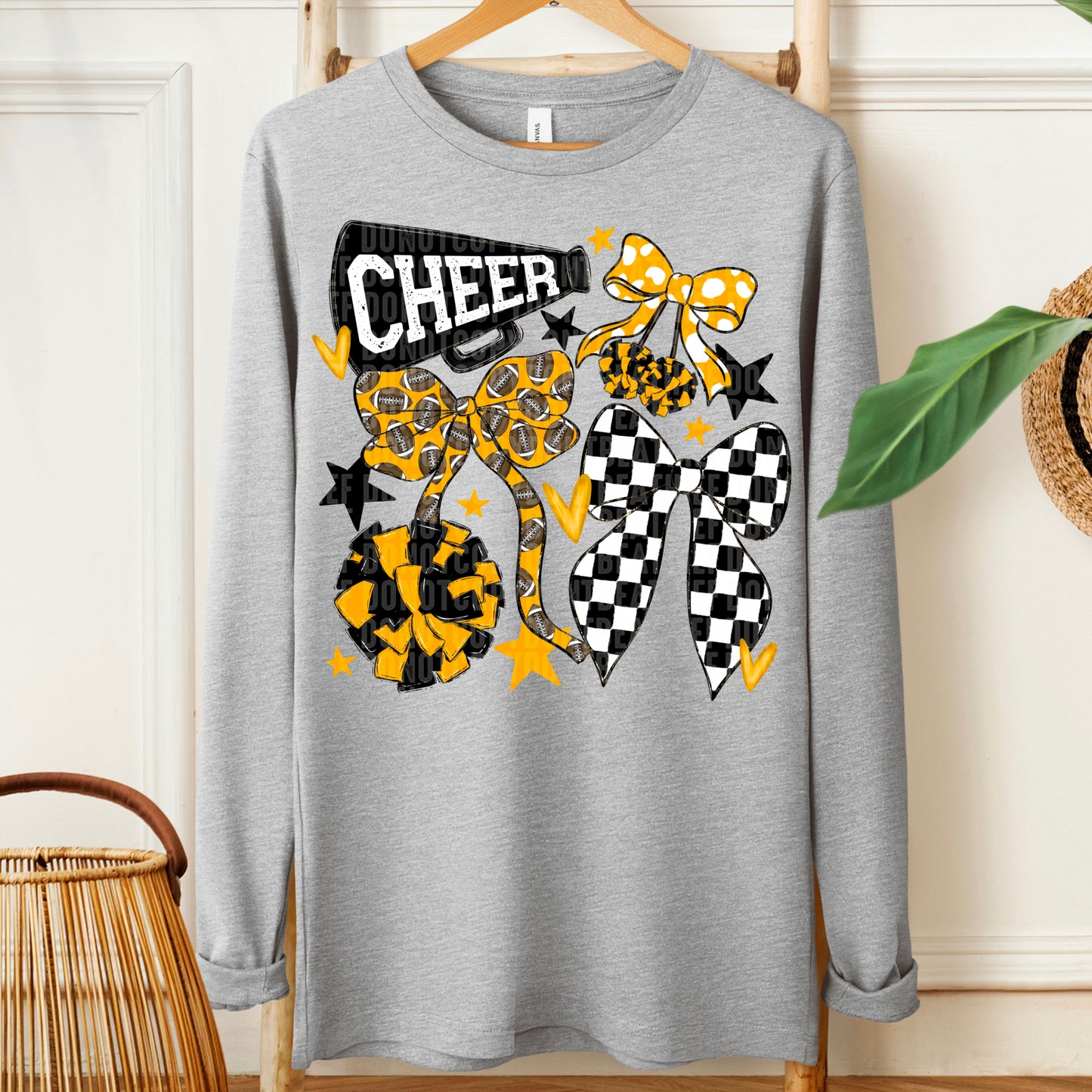 Cheer Bows; Black & Yellow Gold