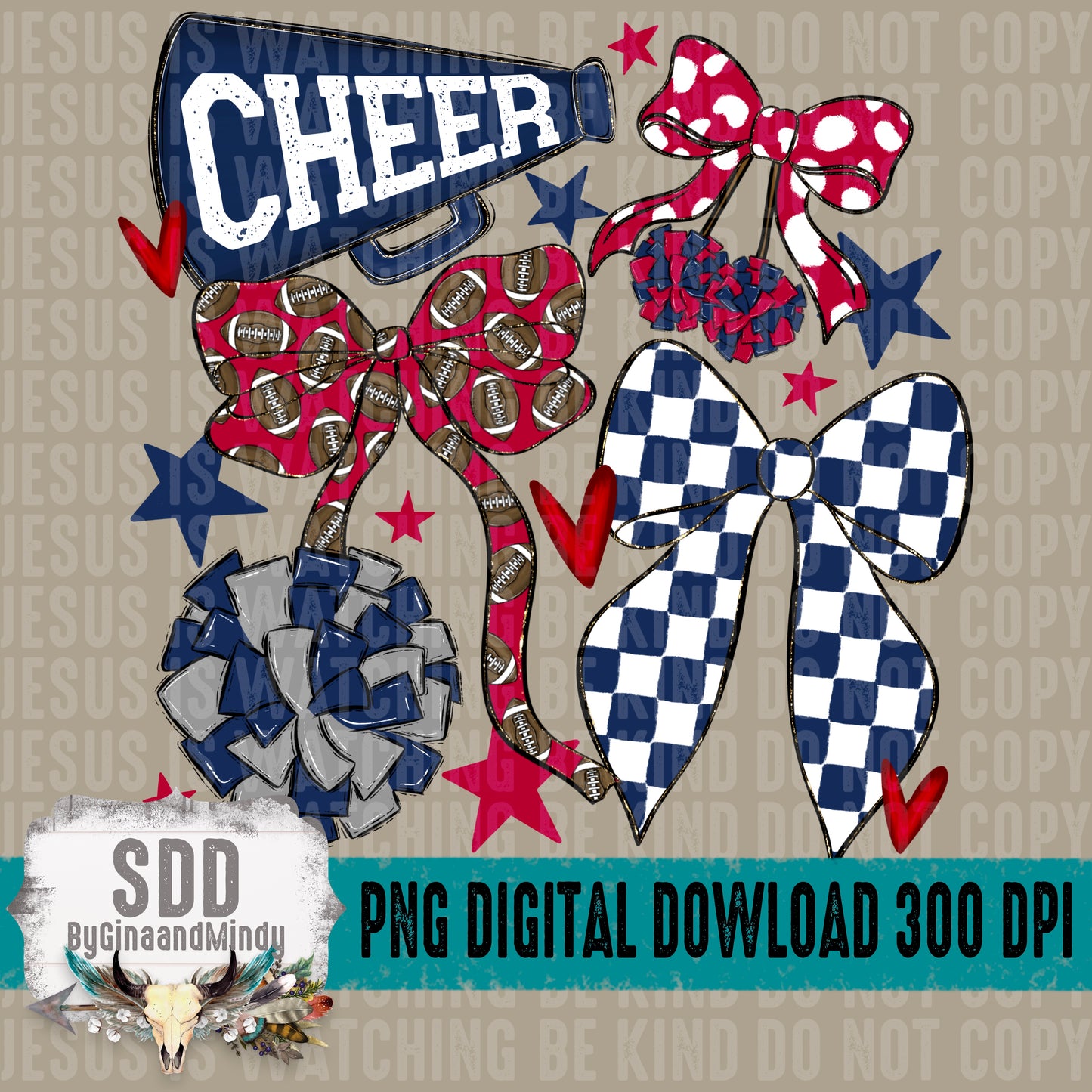 Cheer Bows; Cardinal Red & Navy Blue