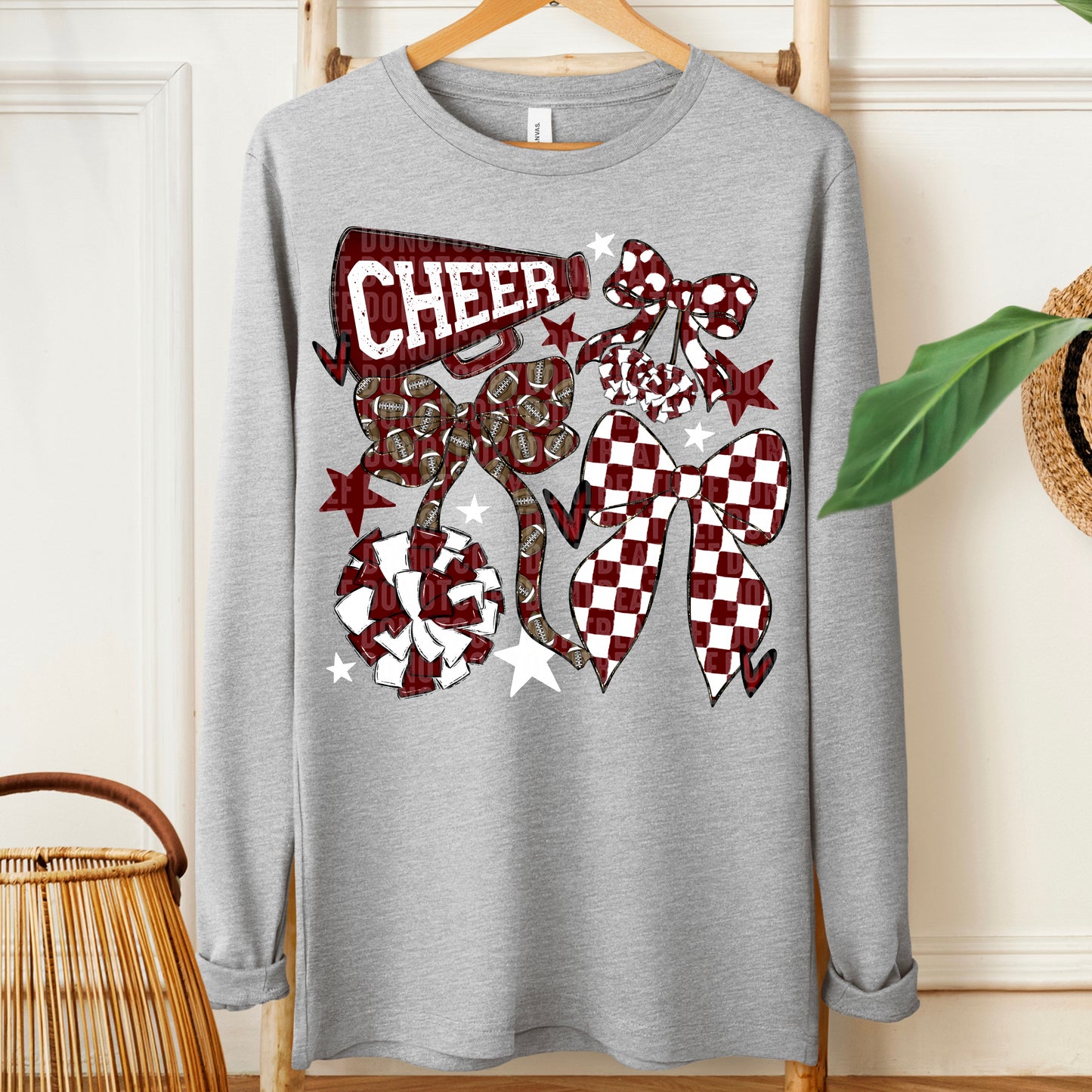 Cheer Bows; Maroon & White
