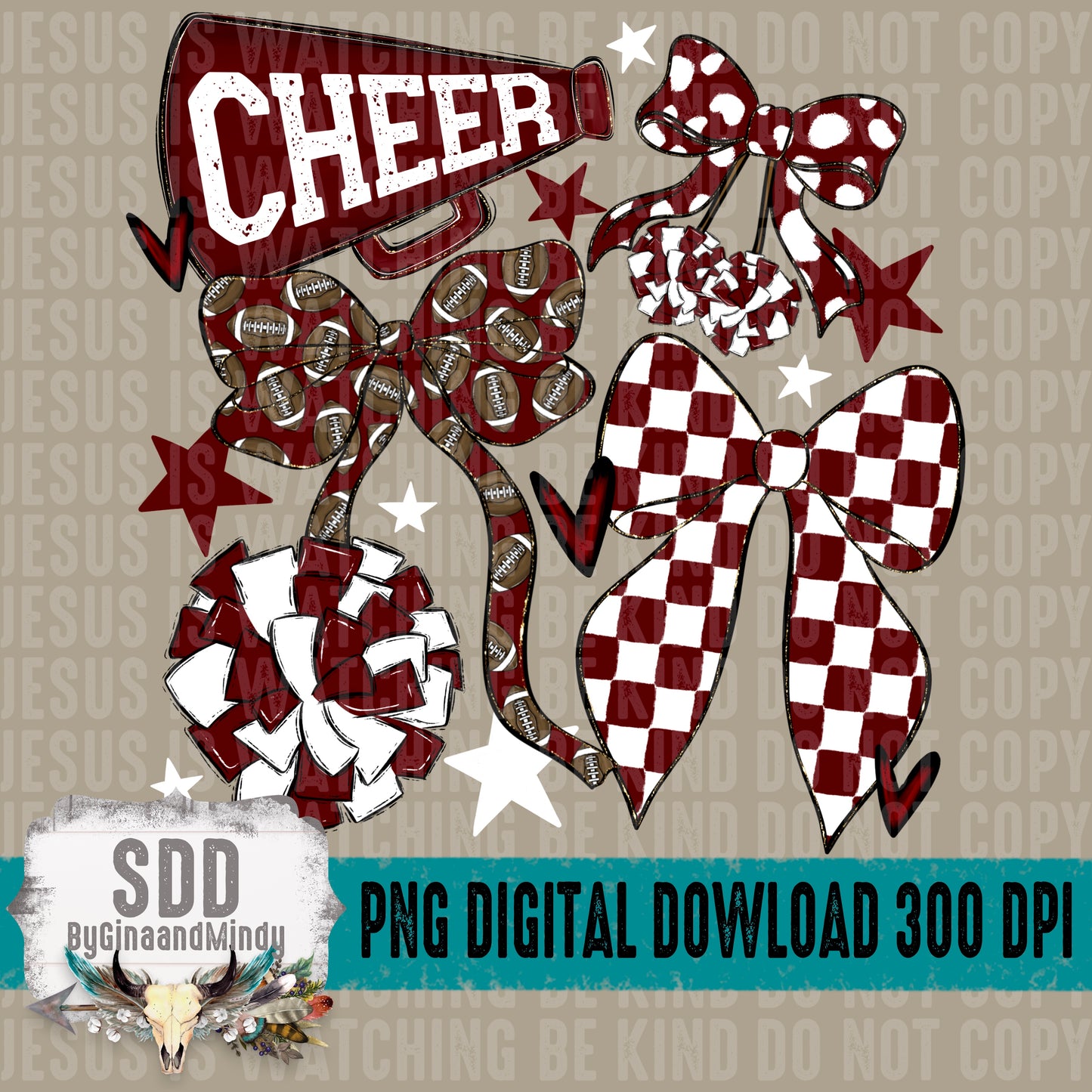 Cheer Bows; Maroon & White