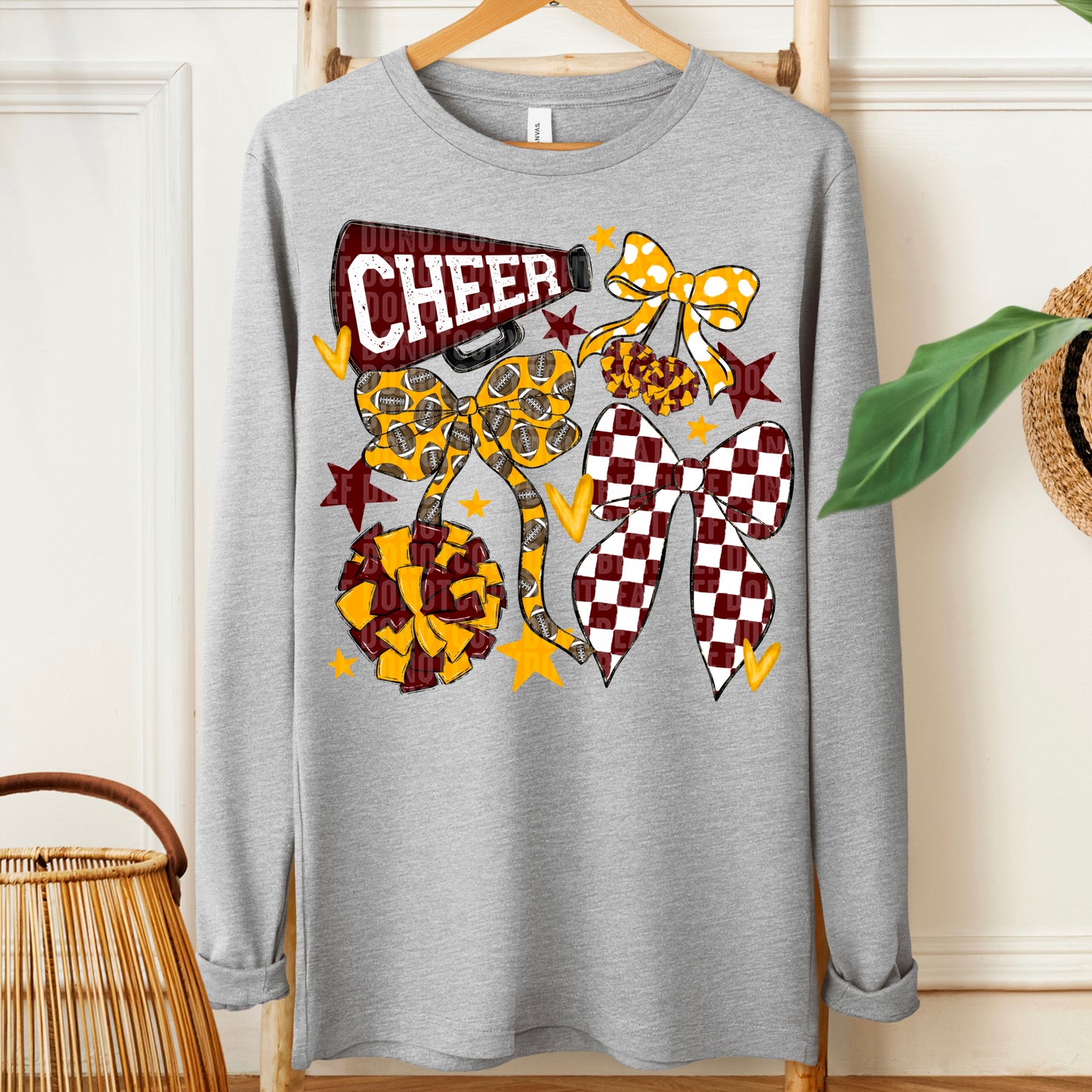 Cheer Bows; Maroon & Yellow Gold