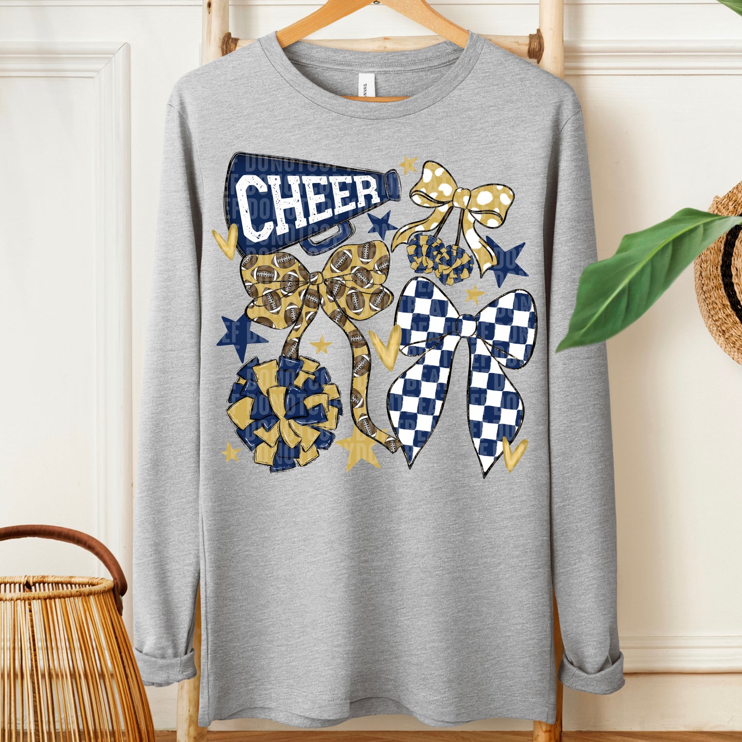 Cheer Bows; Navy Blue & Vegas Gold