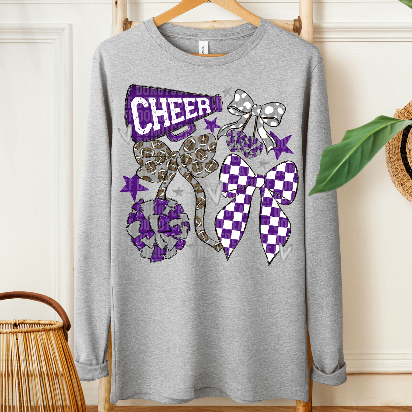 Cheer Bows; Purple & Grey