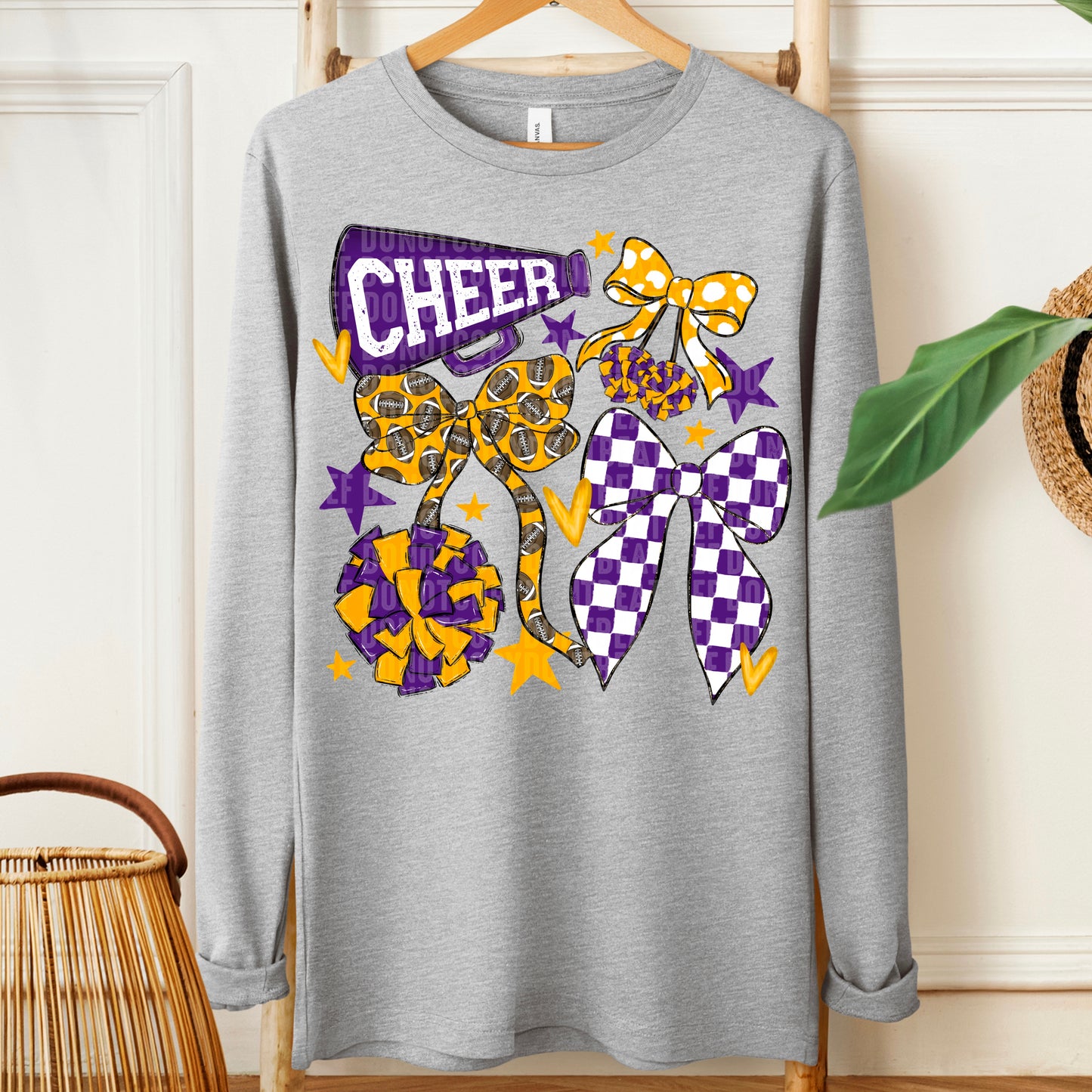 Cheer Bows; Purple & Yellow Gold