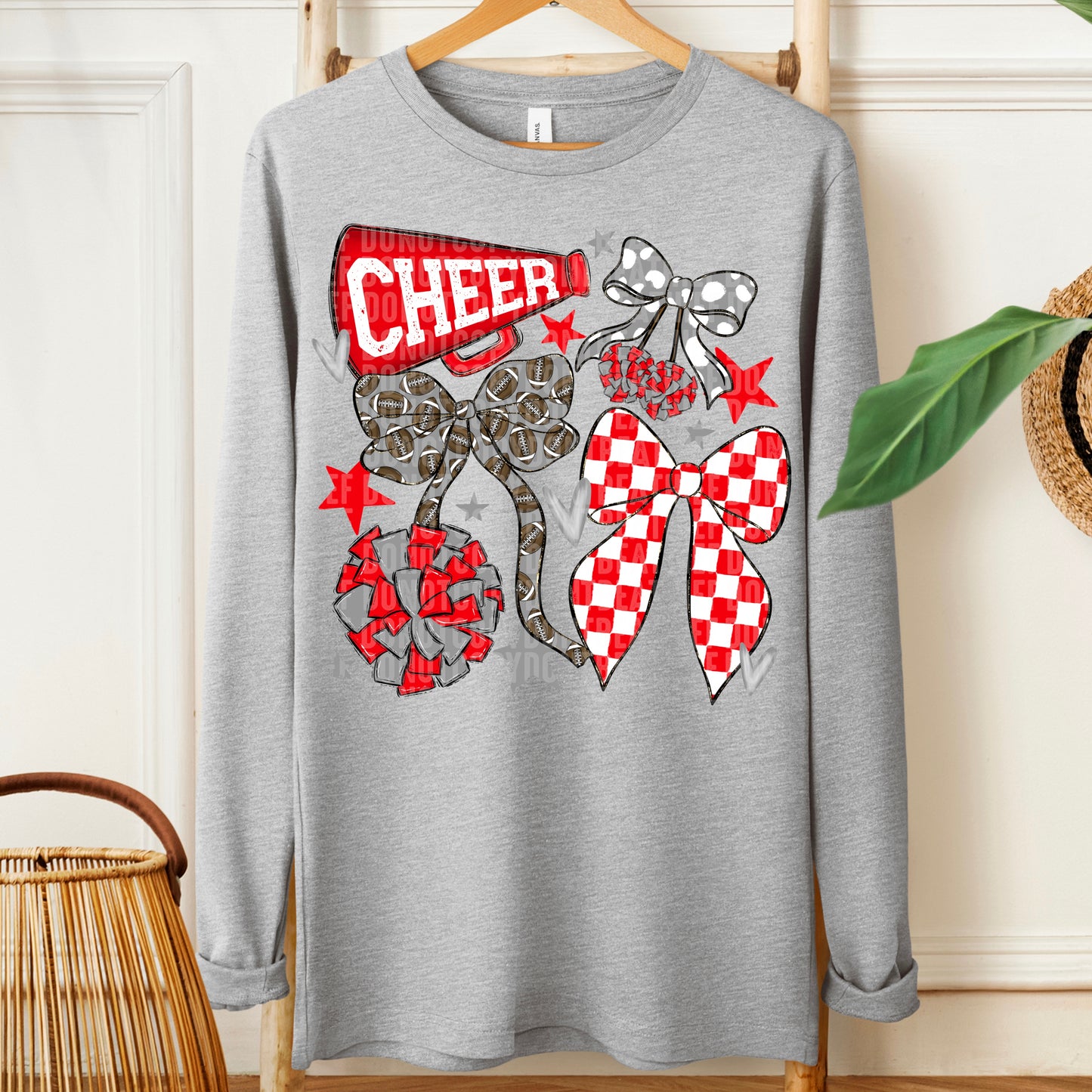 Cheer Bows; Red & Grey
