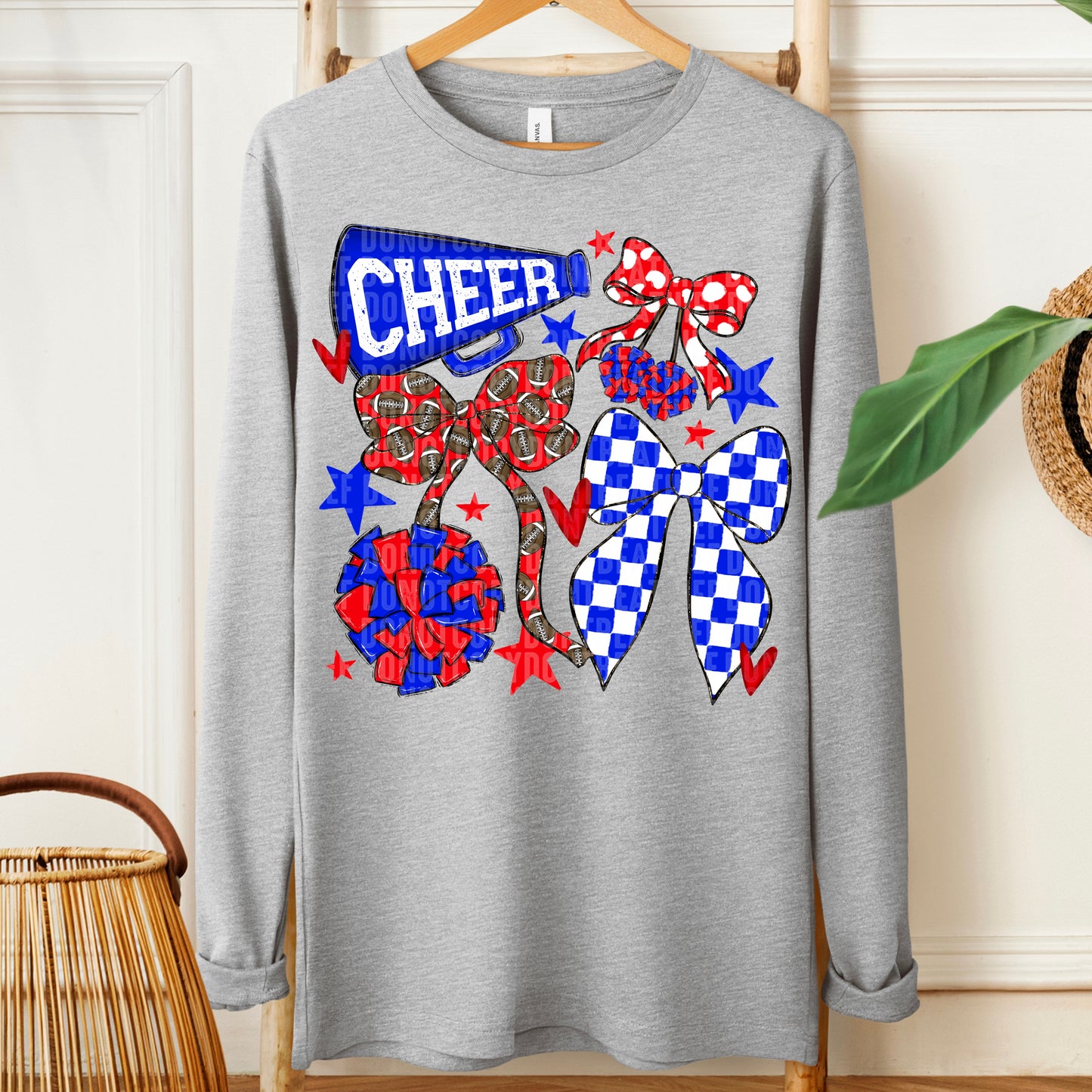 Cheer Bows; Red & Royal Blue
