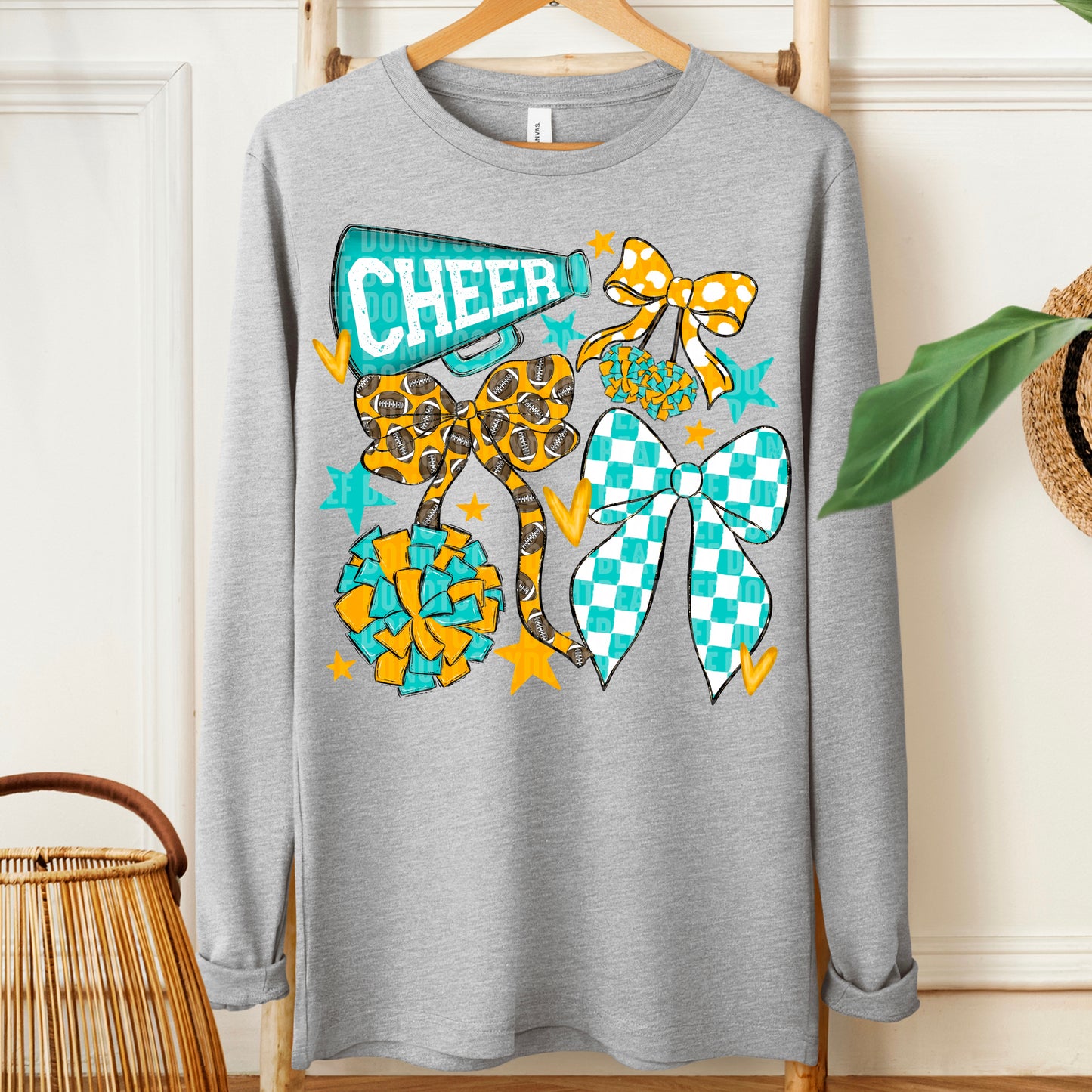Cheer Bows; Teal & Yellow Gold
