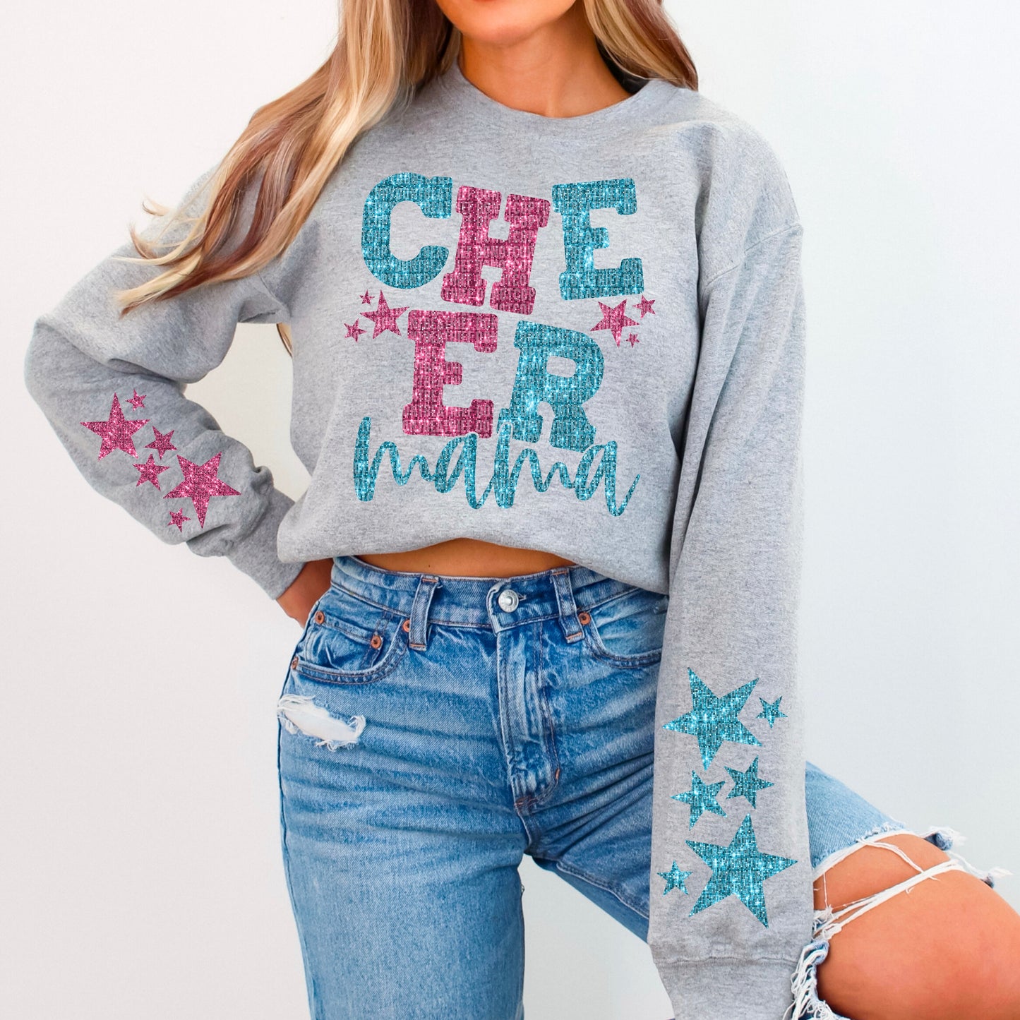 Cheer Mama Bundle With Stars; Pink & Teal
