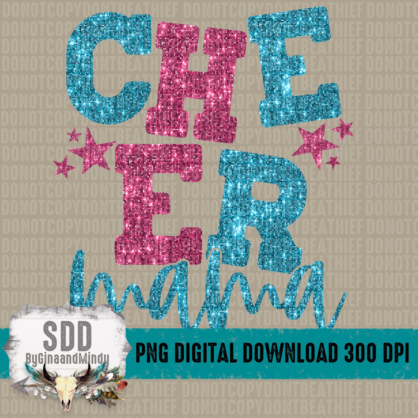 Cheer Mama Bundle With Stars; Pink & Teal