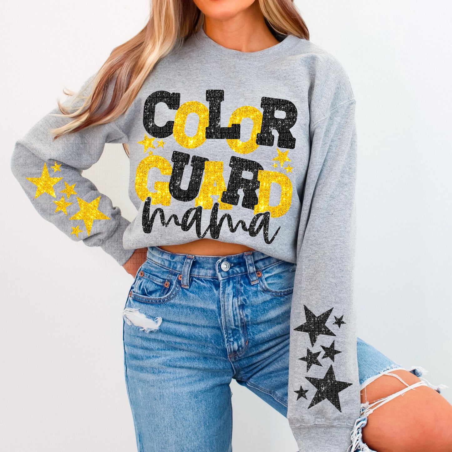 Color Guard Mama Bundle With Stars; Black and Yellow Gold