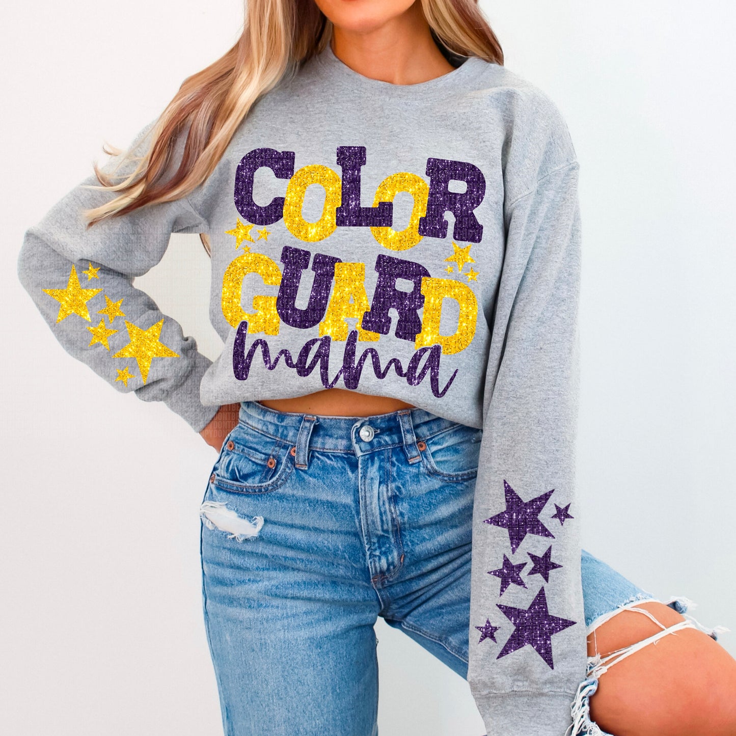 Color Guard Mama Bundle With Stars; Purple and Yellow Gold