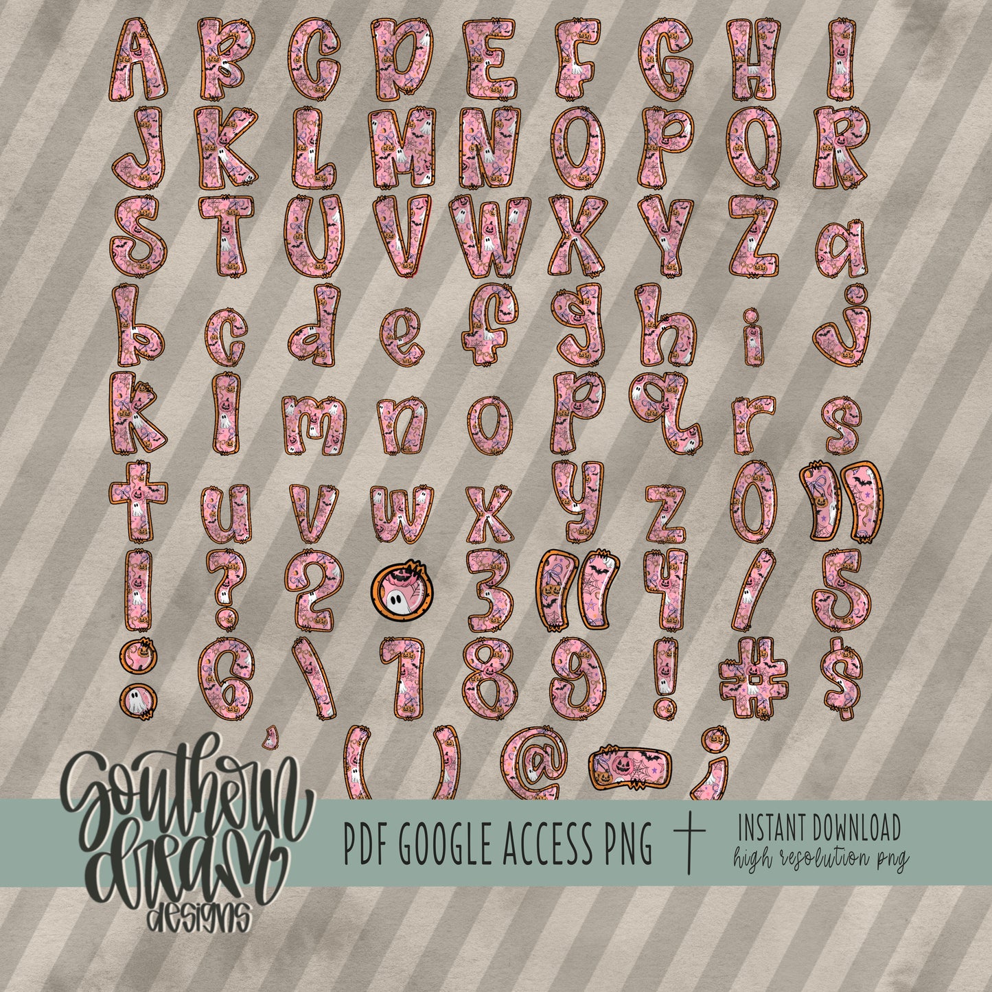 Coquette Halloween Doodle Alpha (3 Sets Aa-Zz, 0-9, Special Characters)