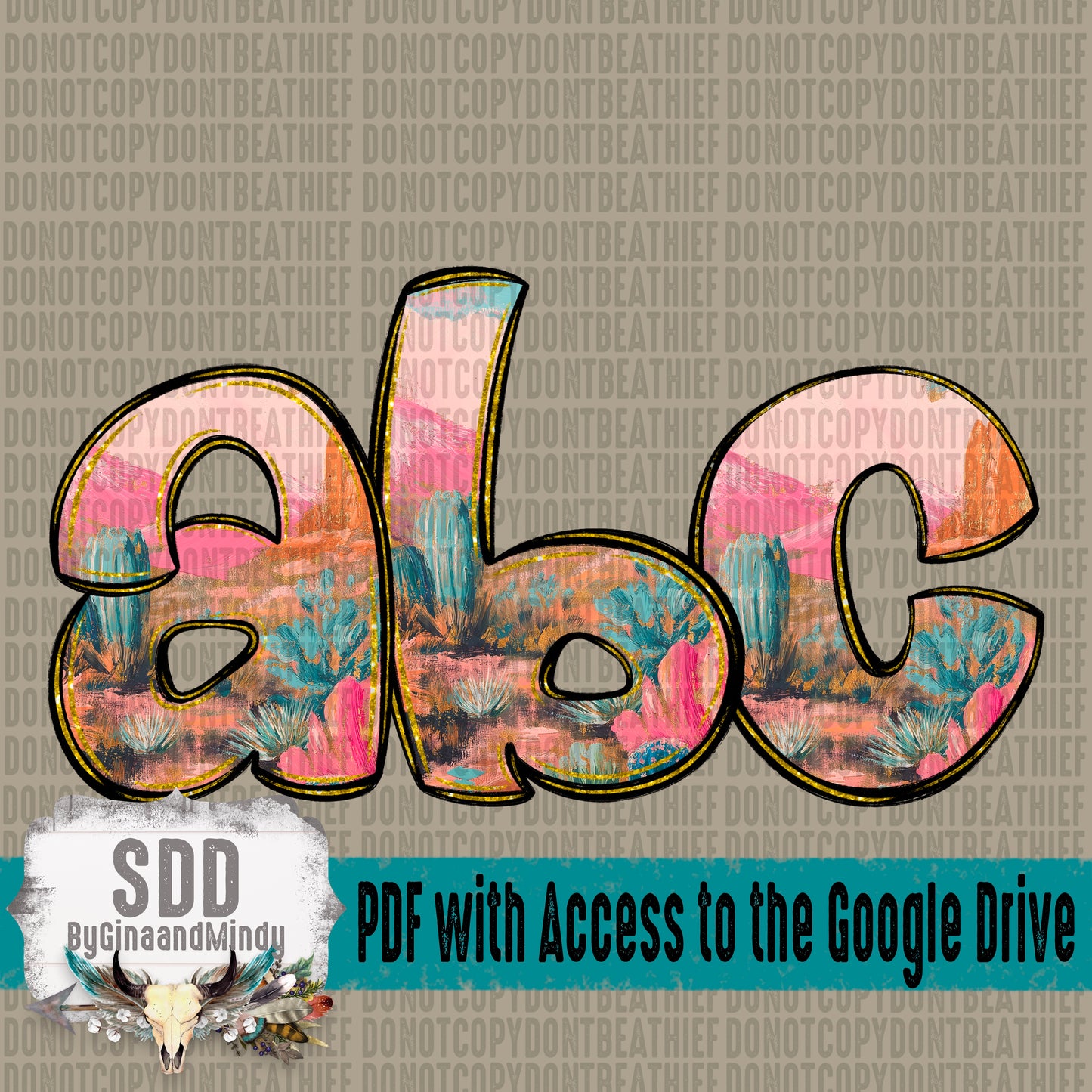 Desert Scene Doodle Alpha Set (1 Set Uppercase & Lowercase, 0-9, + Special Characters)