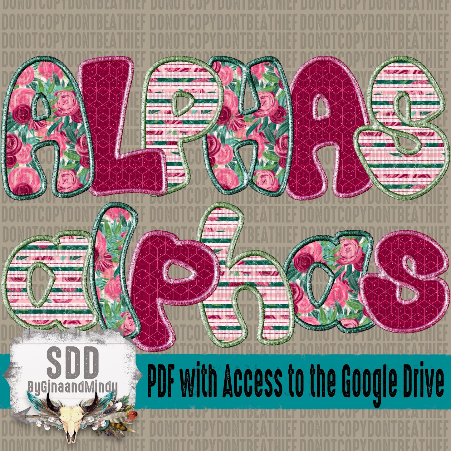 Embroidered Blossoms (Uppercase, Lowercase, Numbers 0-9 & 6 Special Characters) 3 SETS