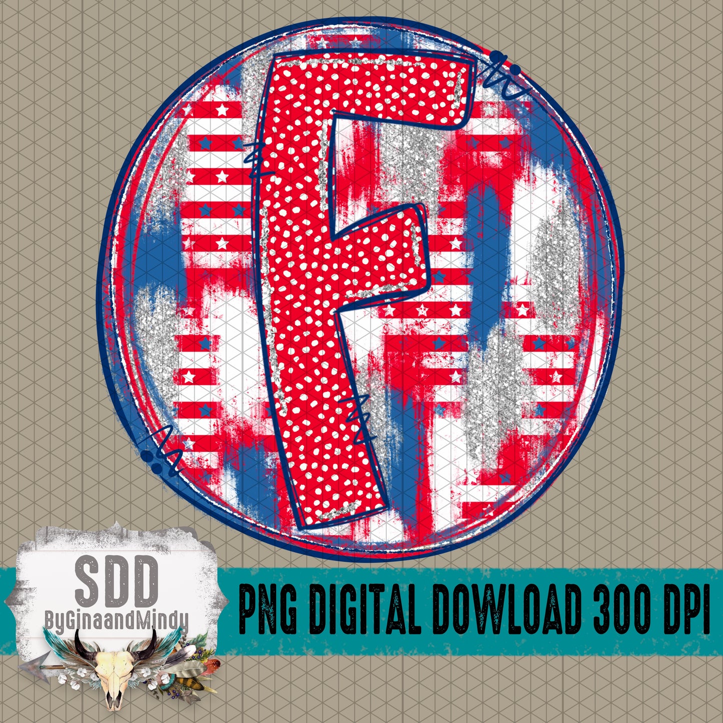 Patriotic Brush Strokes Circle DIY/Personalize; F