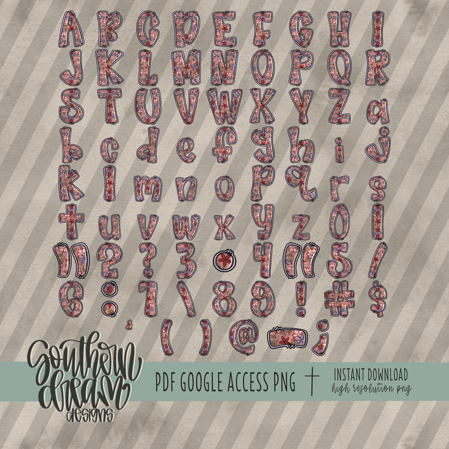 Fall Floral Dottie Doodle Alpha (1 Set Aa-Zz, 0-9, Special Characters)
