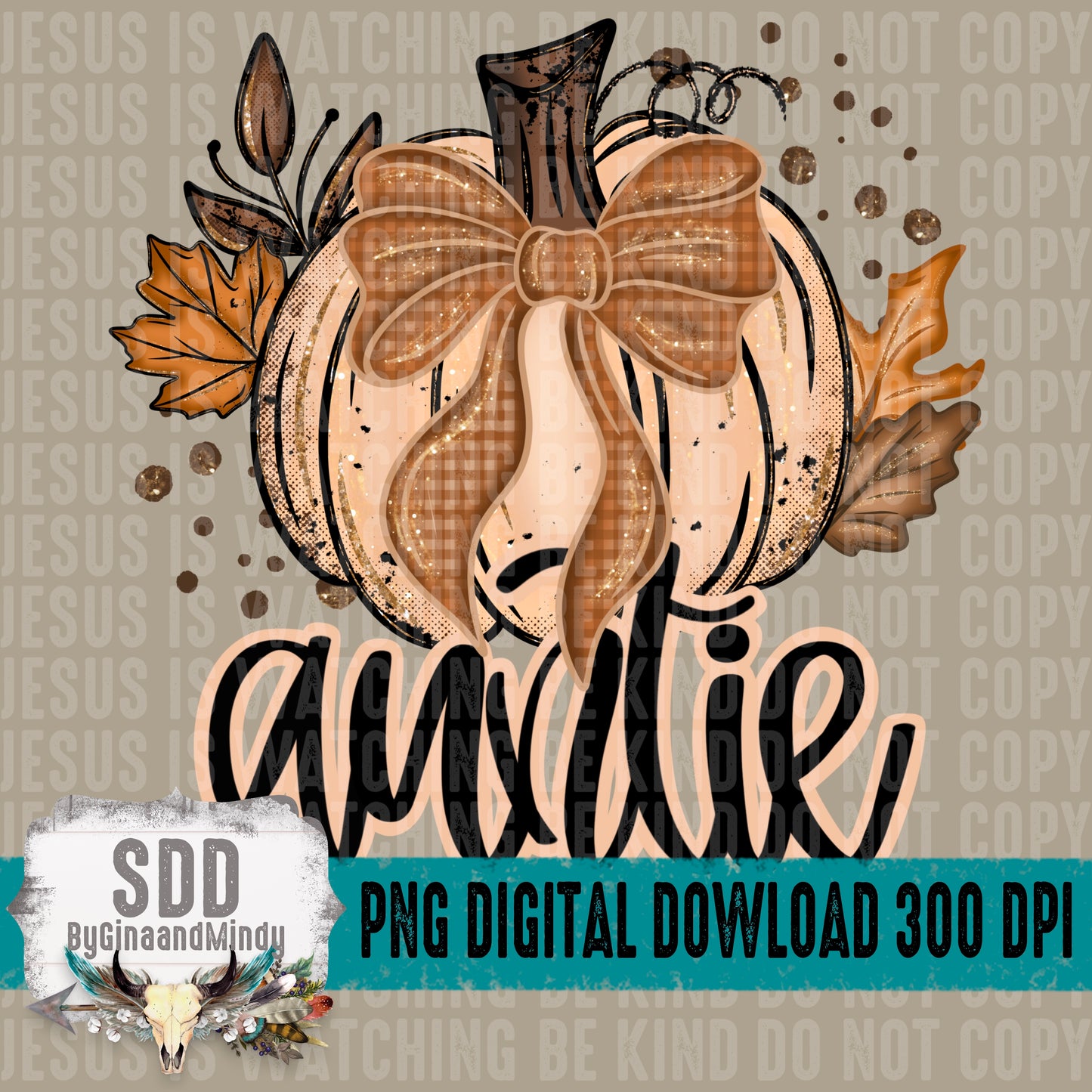 Fall Glitter Pumpkin; Auntie