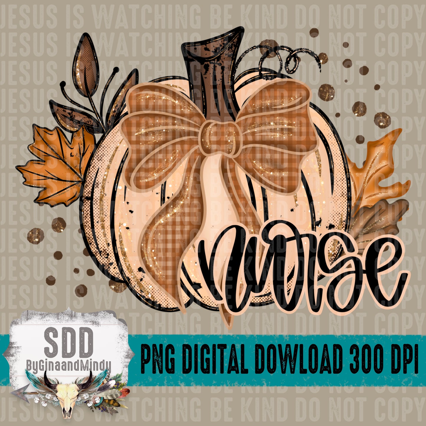 Fall Glitter Pumpkin; Nurse