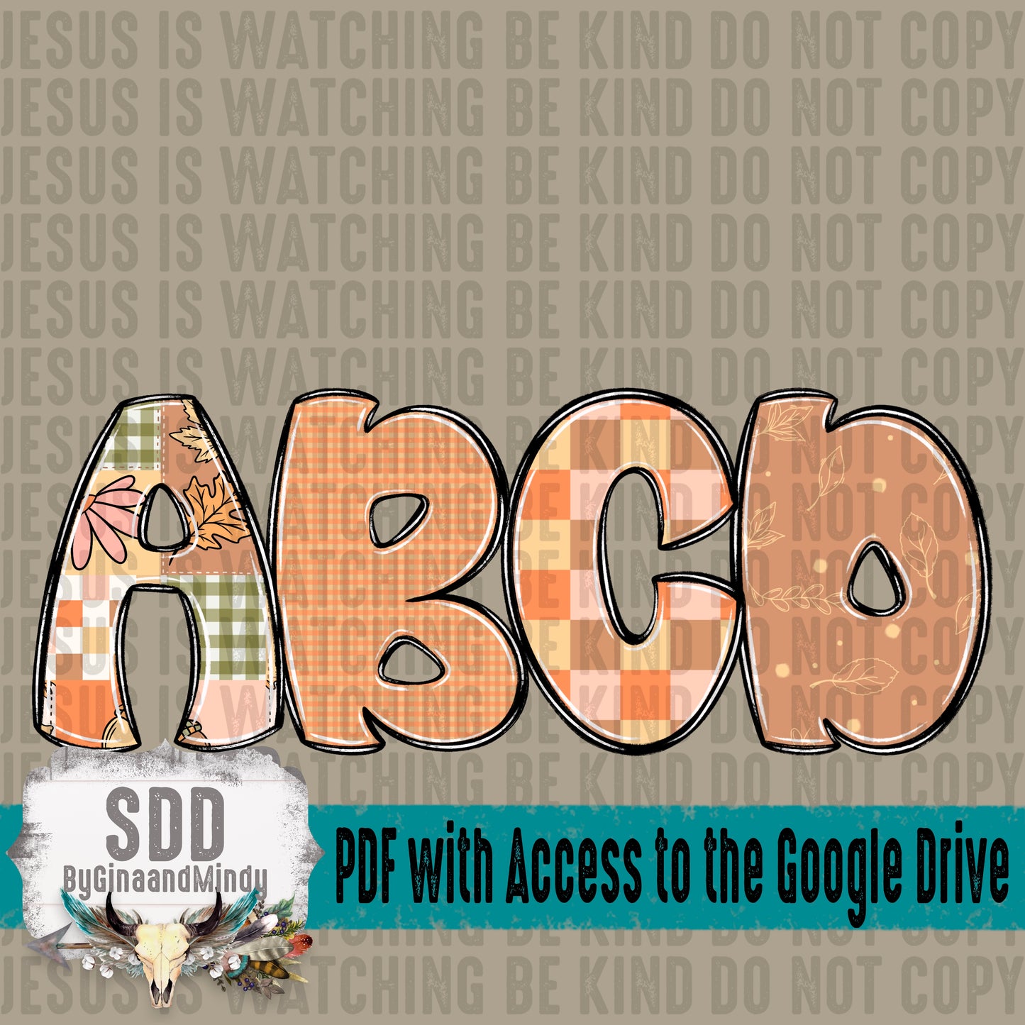 Fall Patches & Doodle Alpha (4 Set Uppercase & Lowercase, 0-9, + Special Characters)