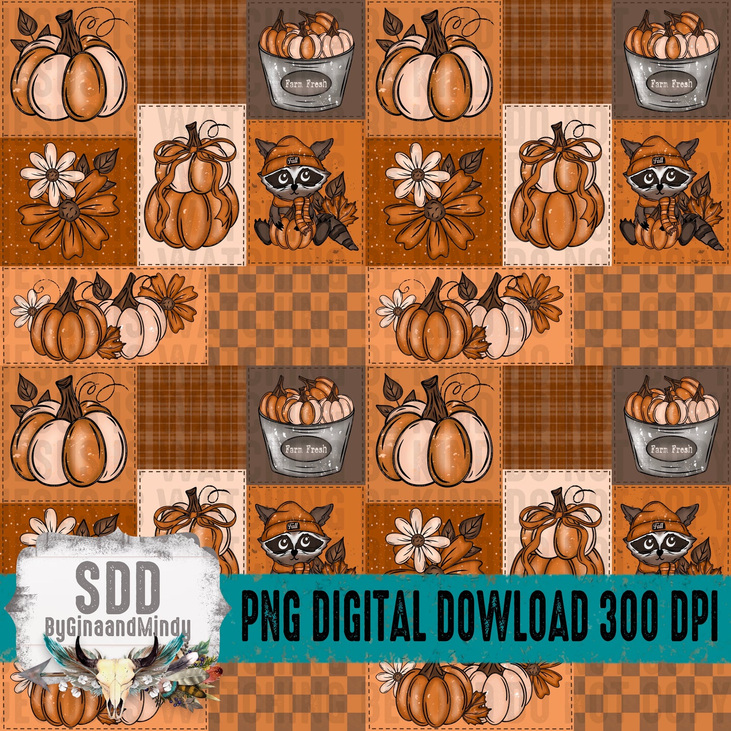 Fall Raccoon Seamless Bundle