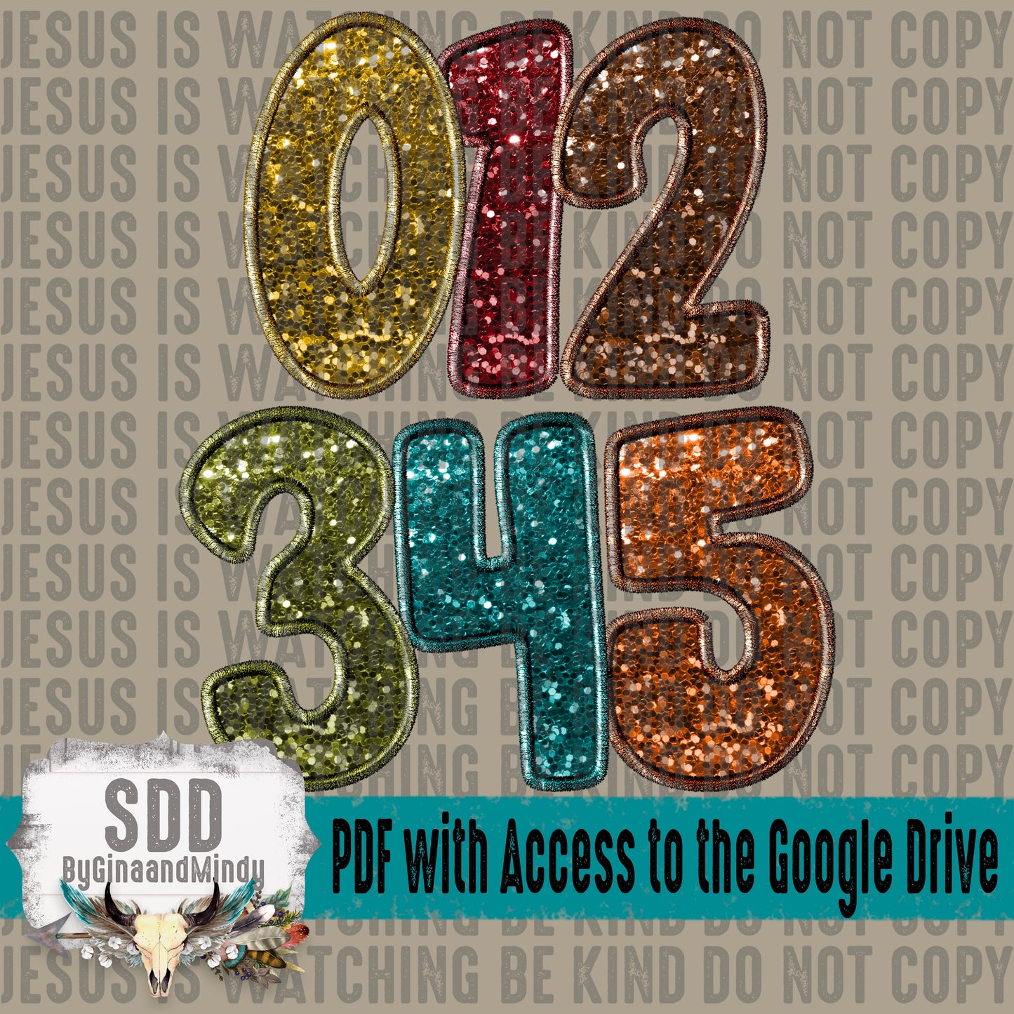 Fall Sequins Faux Embroidery Alpha (6 Sets Uppercase & Lowercase, 0-9, + Special Characters)
