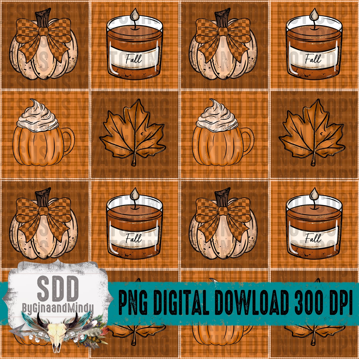 Fall Patchwork Doodle Seamless Bundle