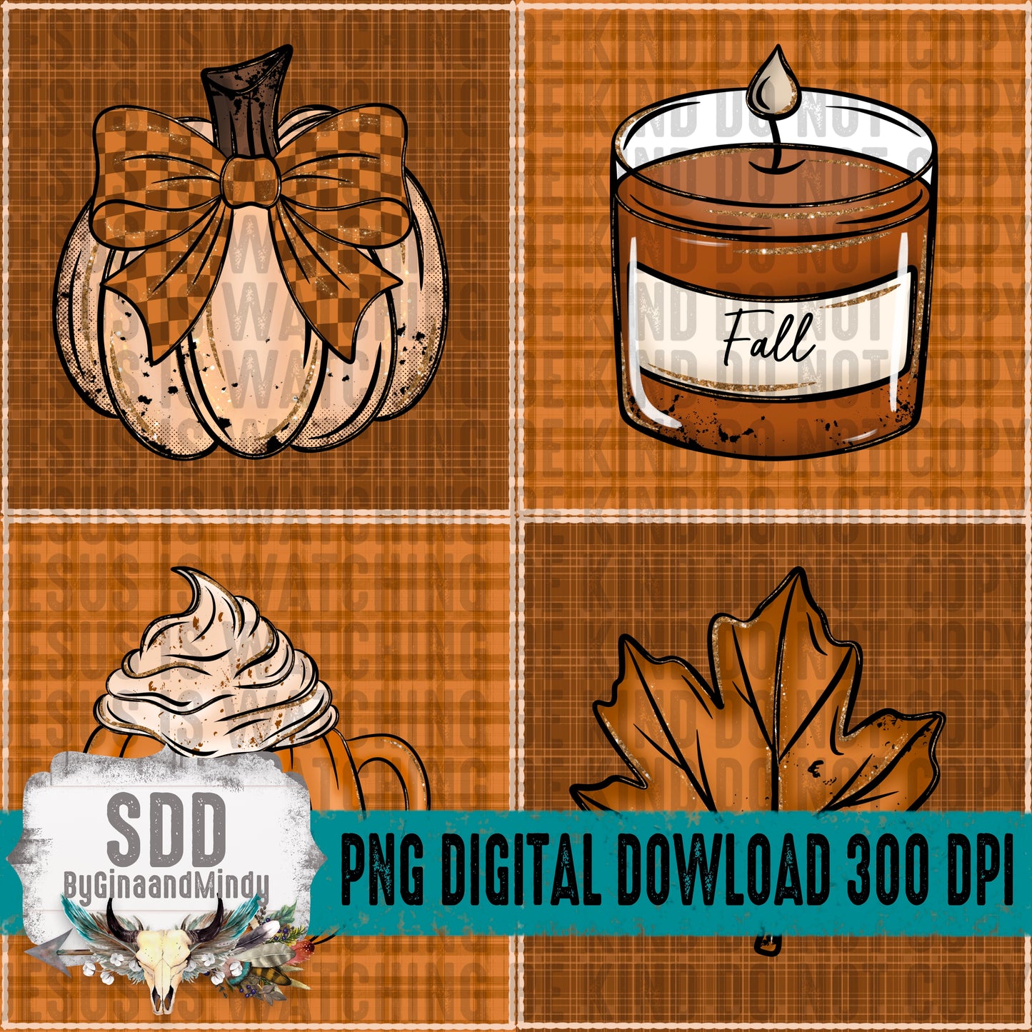 Fall Patchwork Doodle Seamless Bundle