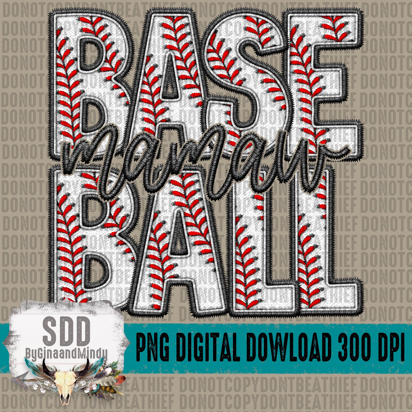 Faux Embroidery Baseball; Mamaw