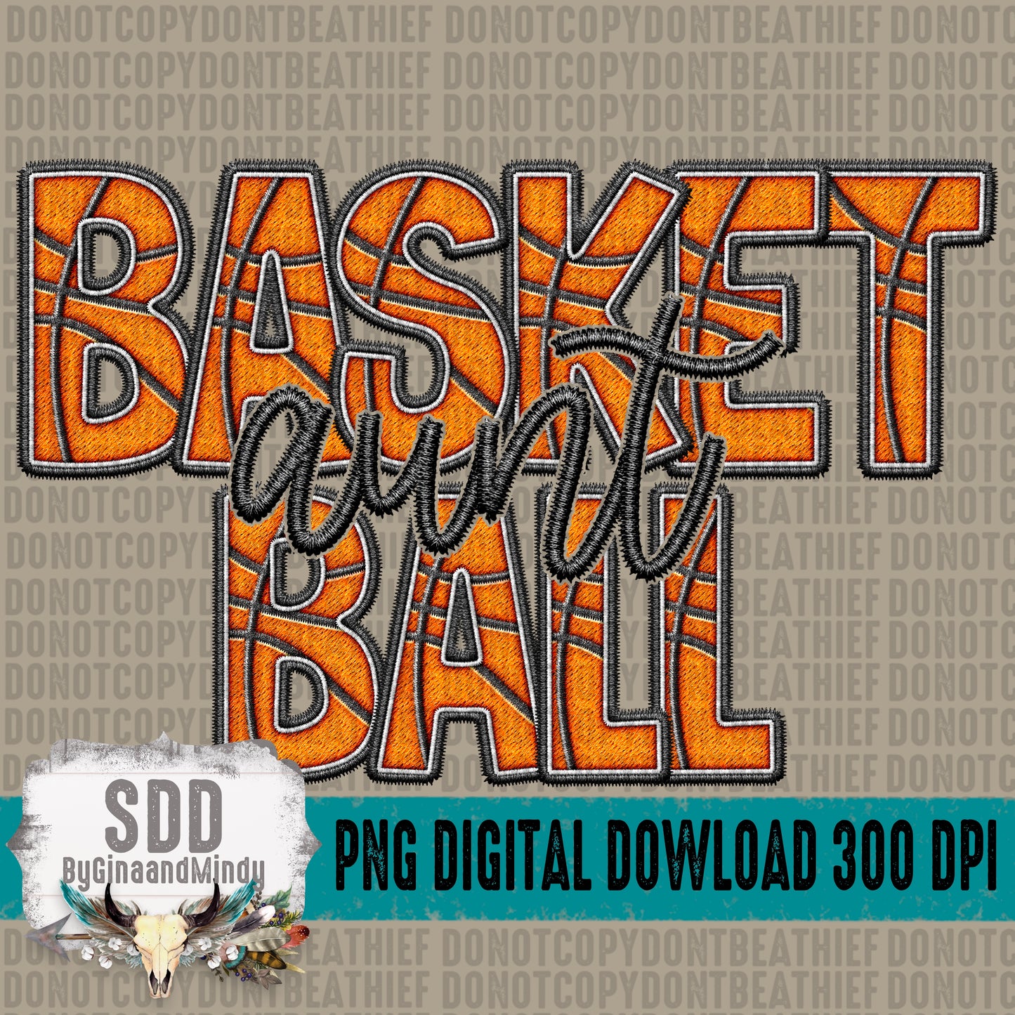 Faux Embroidery Basketball; Aunt