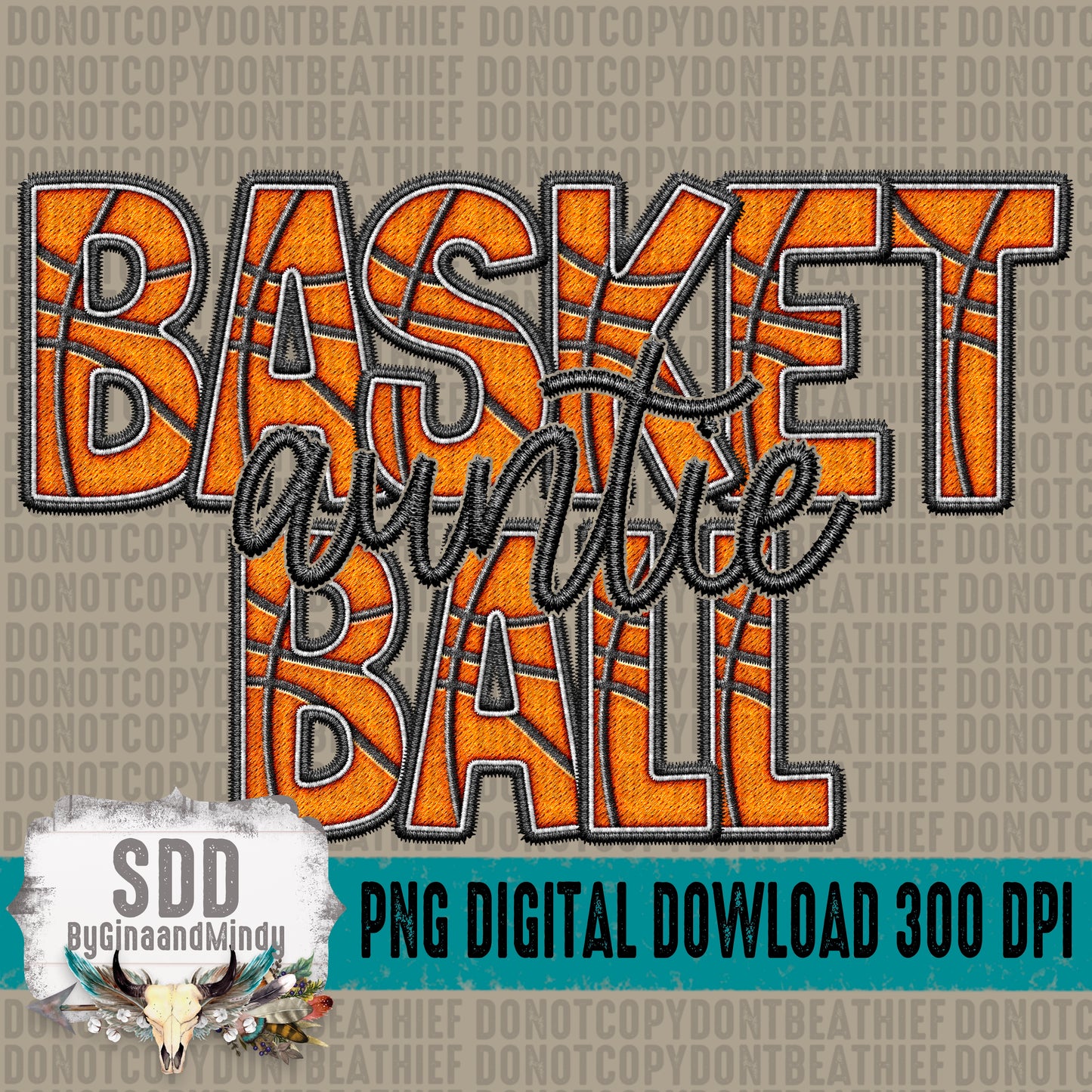 Faux Embroidery Basketball; Auntie