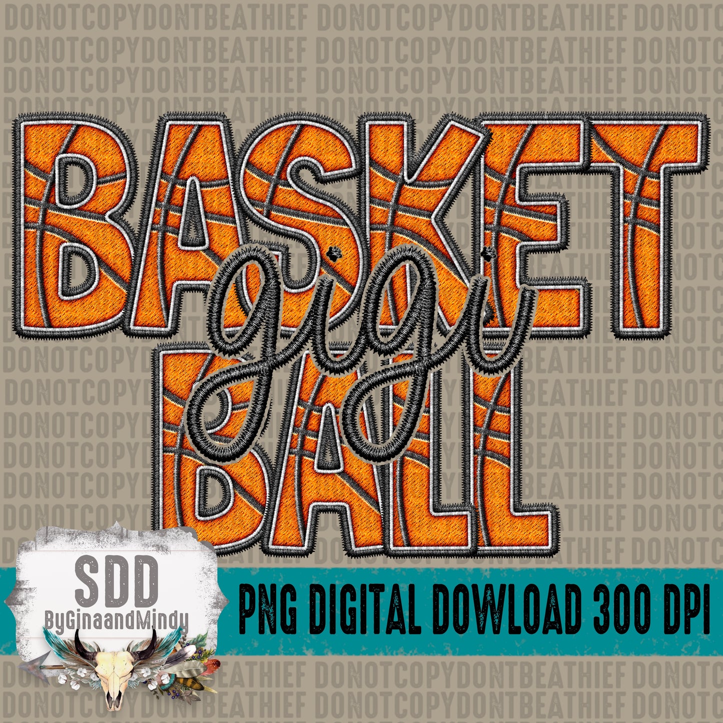 Faux Embroidery Basketball; Gigi