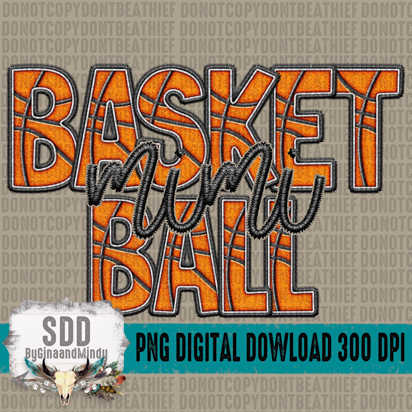 Faux Embroidery Basketball; Mimi