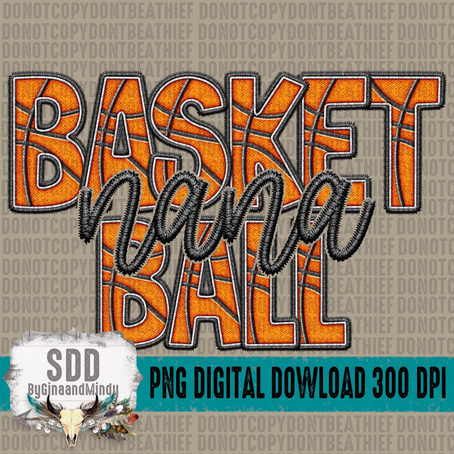 Faux Embroidery Basketball; Nana